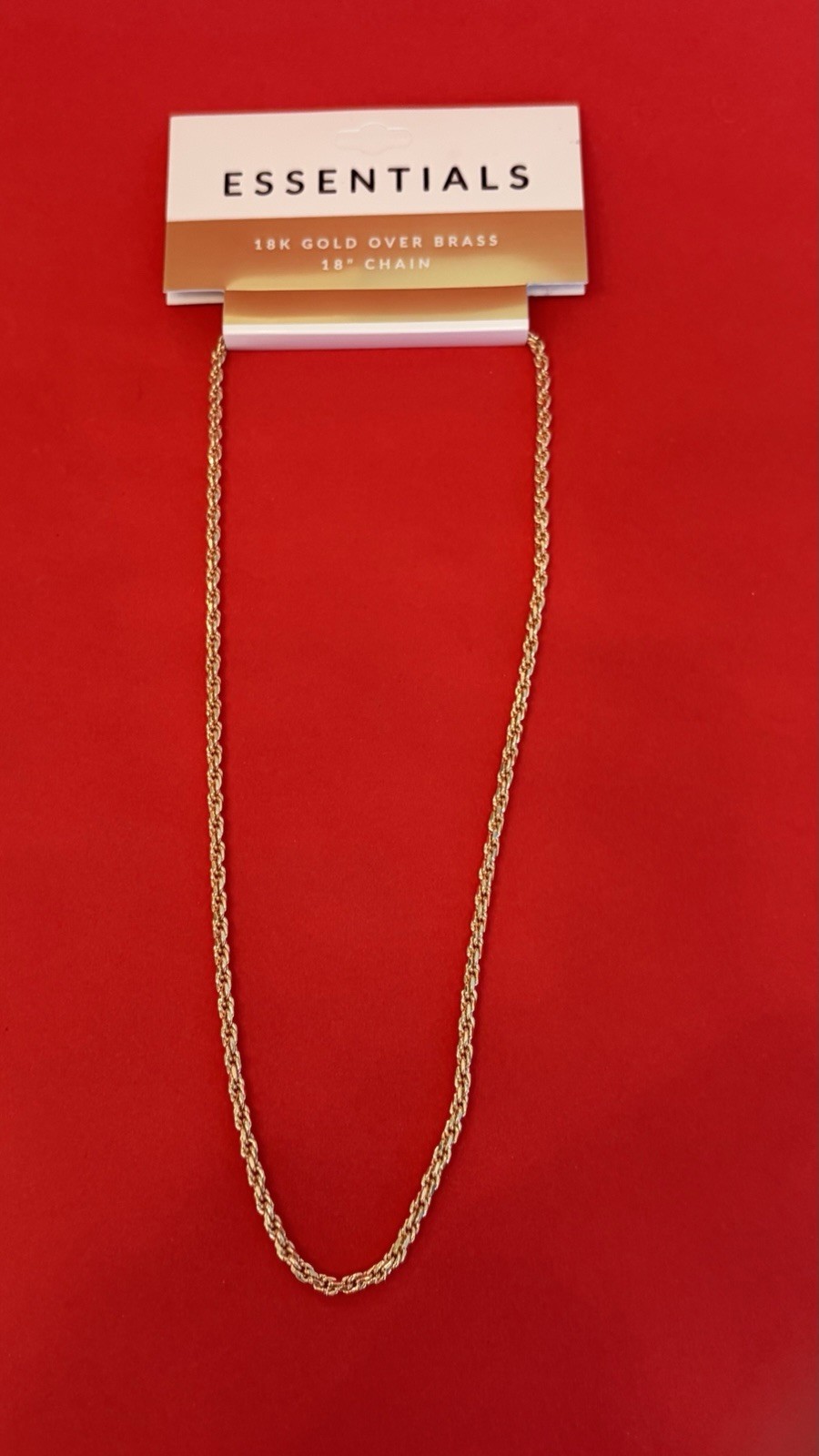 Essentials 18K Gold Over Brass Silver Plated 18 InchChain Necklace NWT