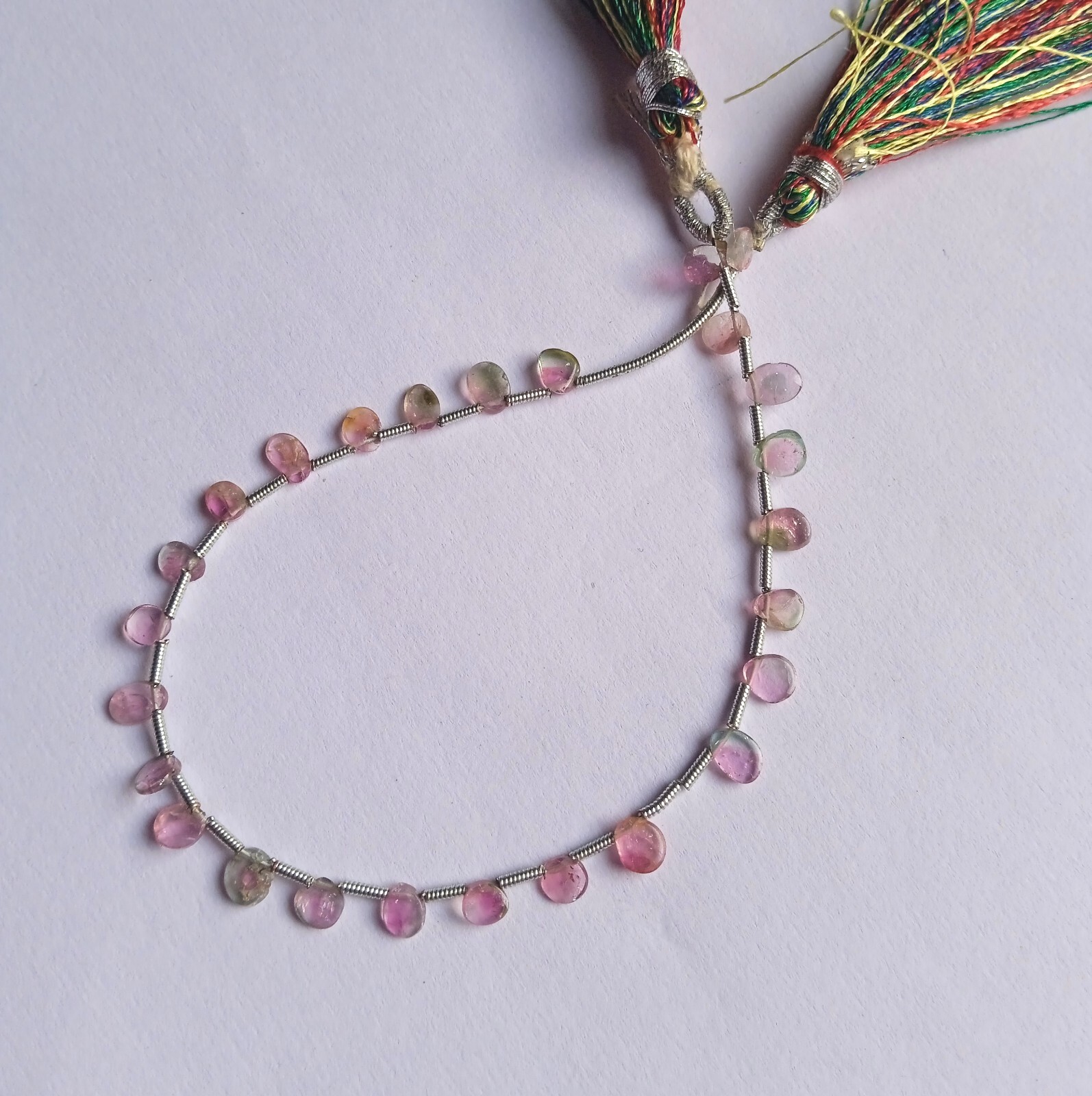 15 Carat Natural Top Bi Tourmaline Slice Beads 8 Inch For Jewelry