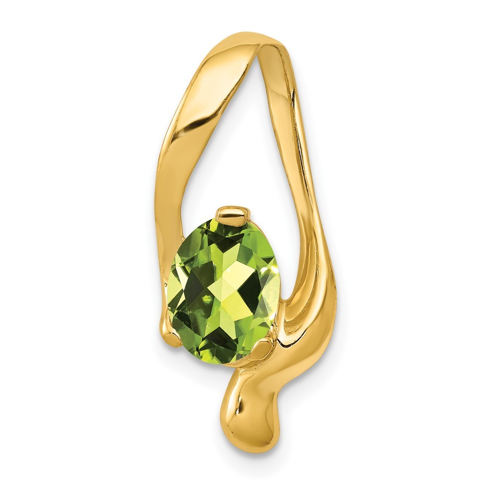 14k Yellow Gold Peridot Slide Pendant Reversible Fit up to 6mm Regular Omega