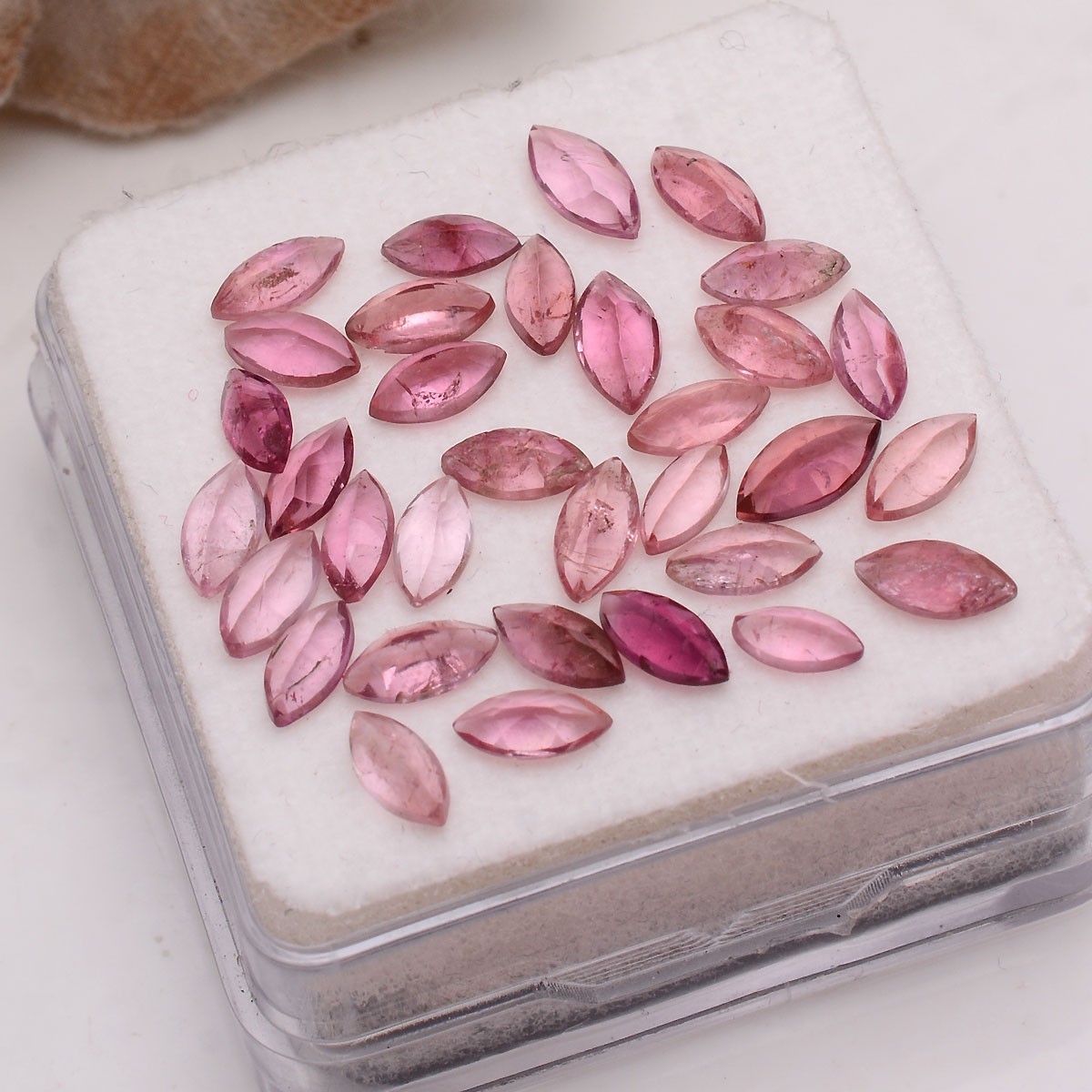 Set 33 Pcs Natural Pink Tourmaline 5mm-6mm Marquise Cut Untreated Gemstones Lot