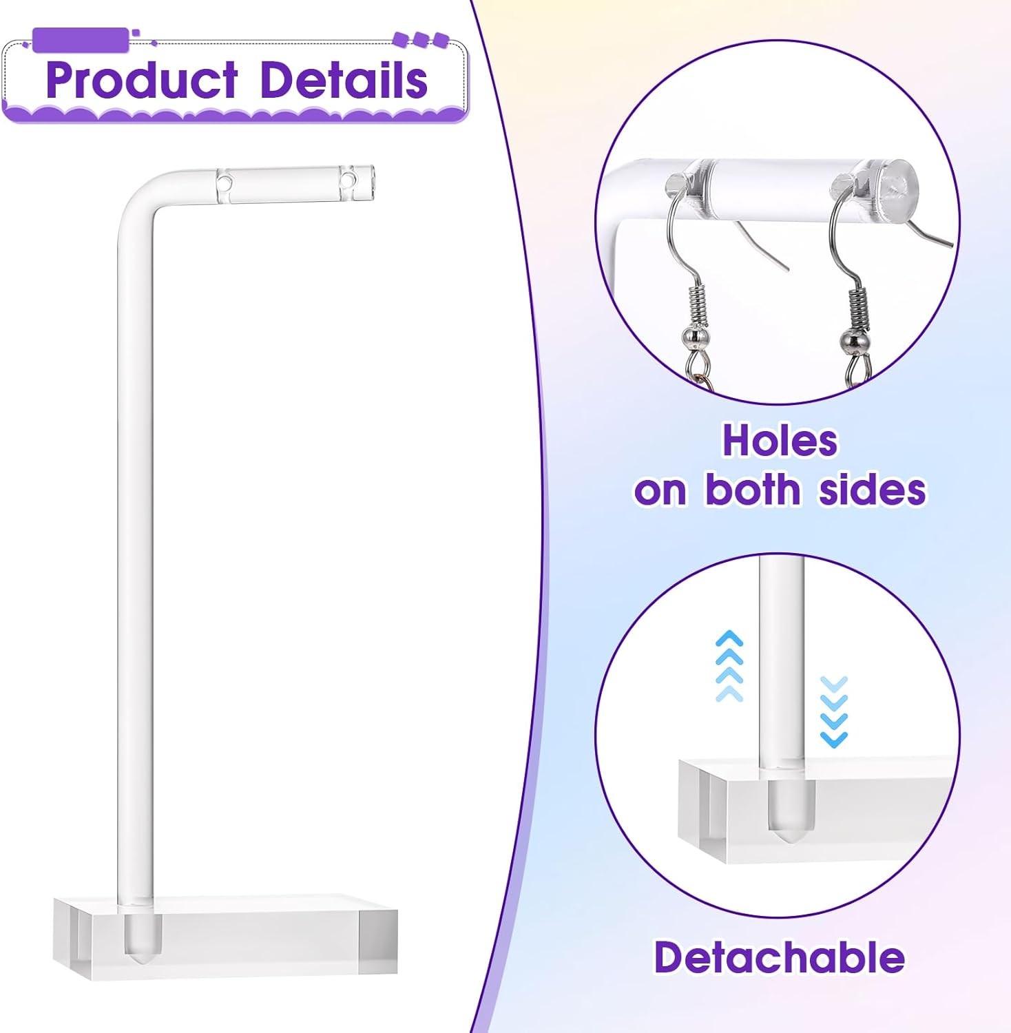 3Pcs Clear Acrylic Earring Display Stand Jewelry Holder Organizer for Earrings