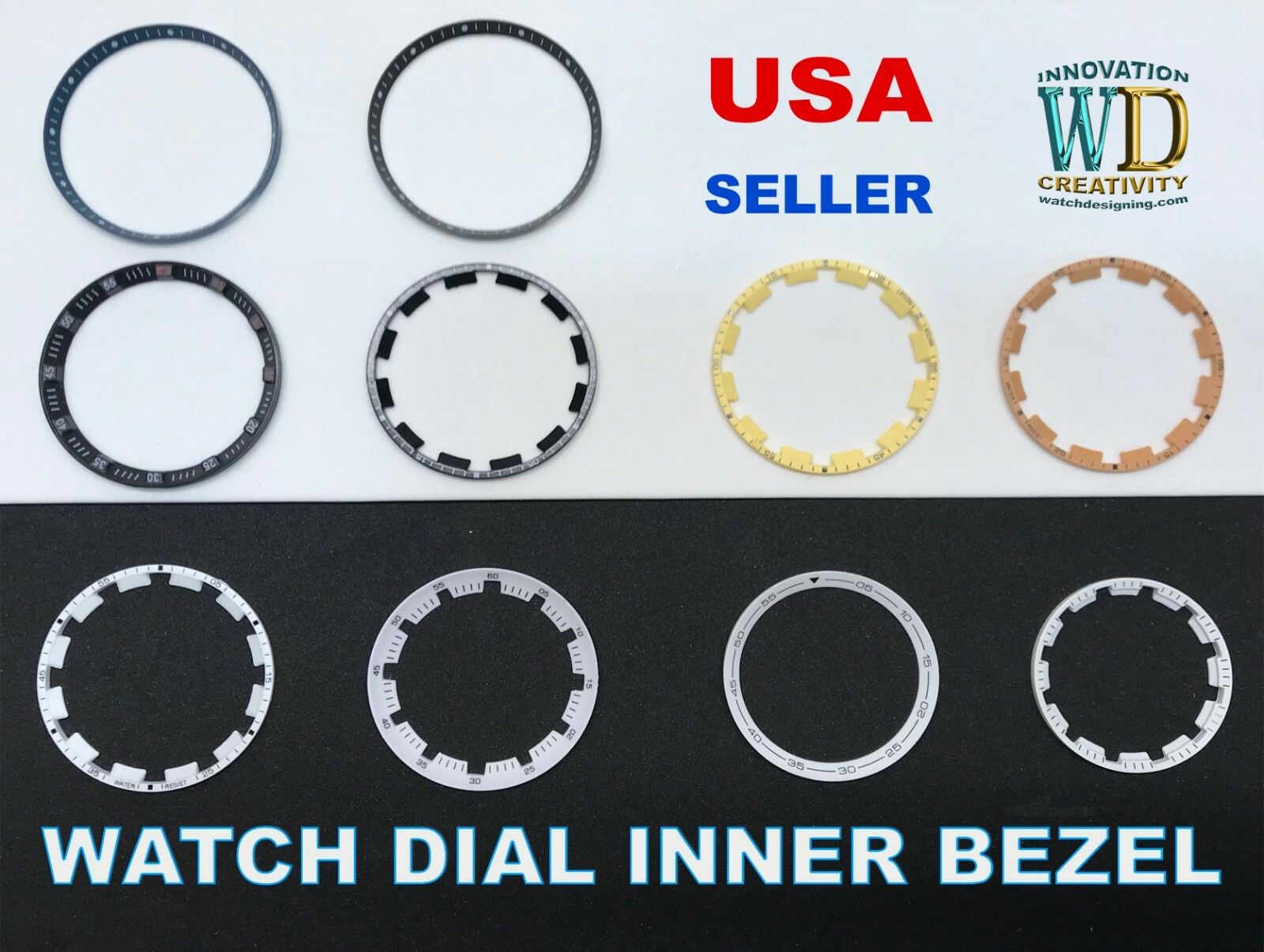 DIAL CHAPTER INNER BEZEL RING WATCH PARTS BLACK BLUE WHITE FIX SEIKO ORIENT