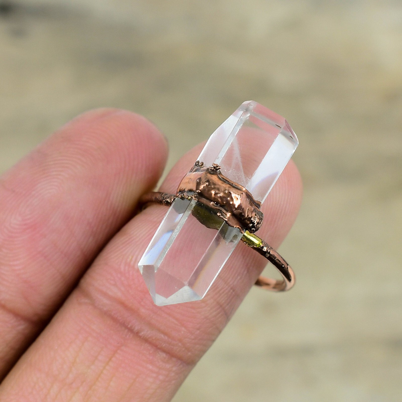 Crystal Electroformed Stackable Adjustable Ring Size Adjustable Copper