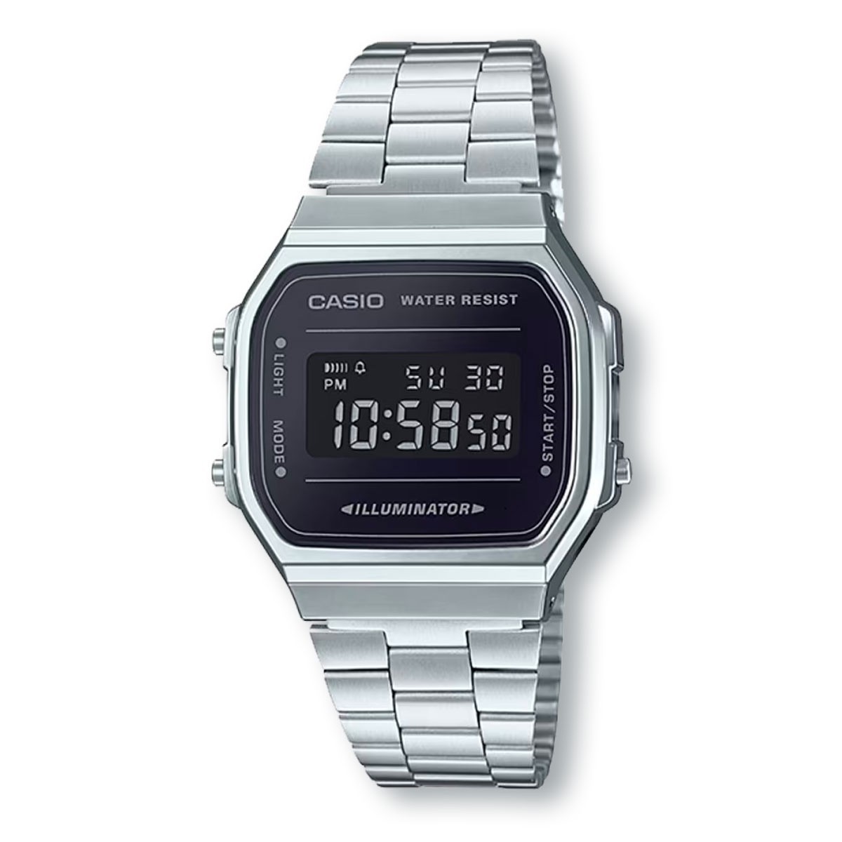 CASIO A168WEM-1E Digital Electro Luminescence Watch Silver NEW