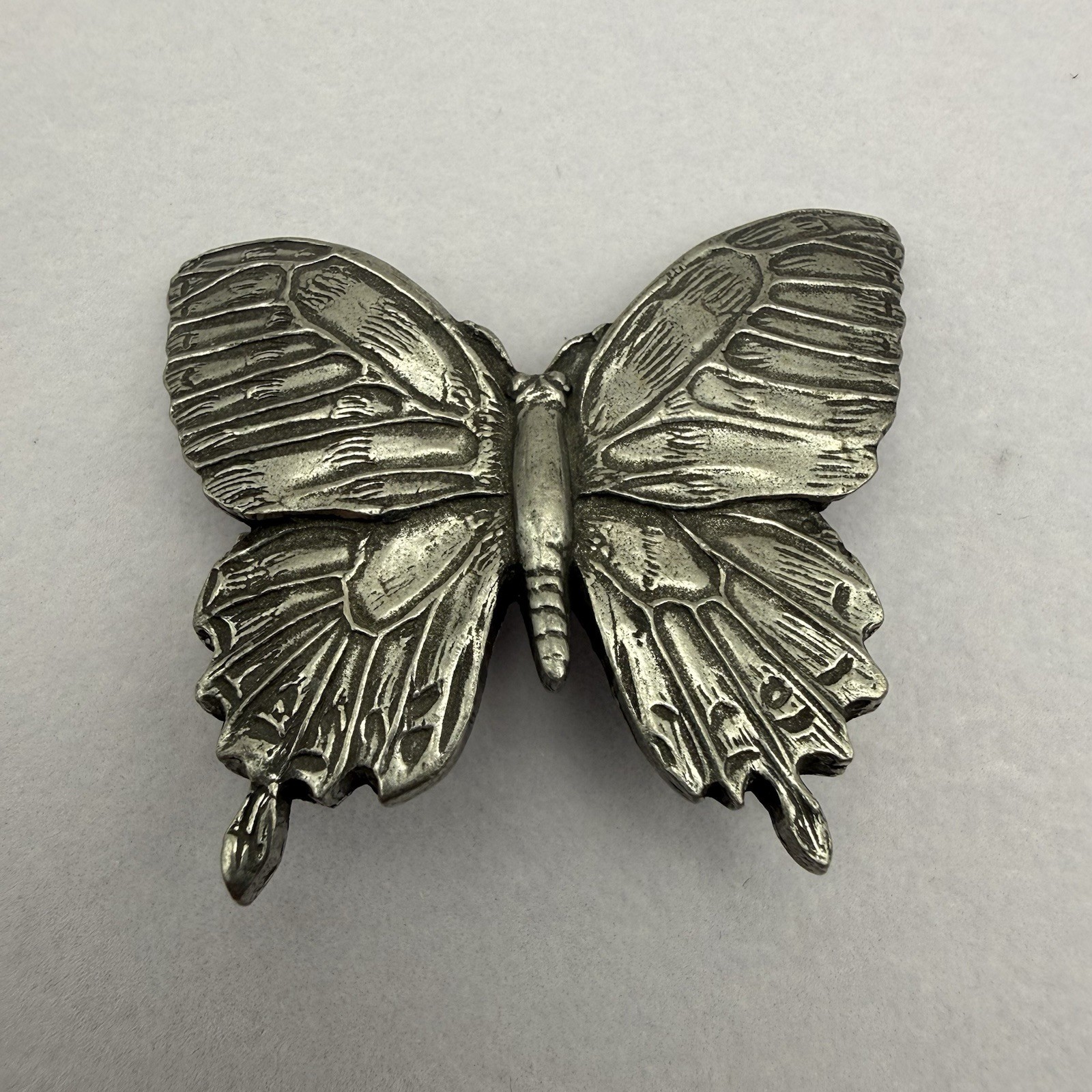 Vintage 1991 Seagull Pewter Canada Butterfly Brooch Pin Signed 1.5” Silver Tone