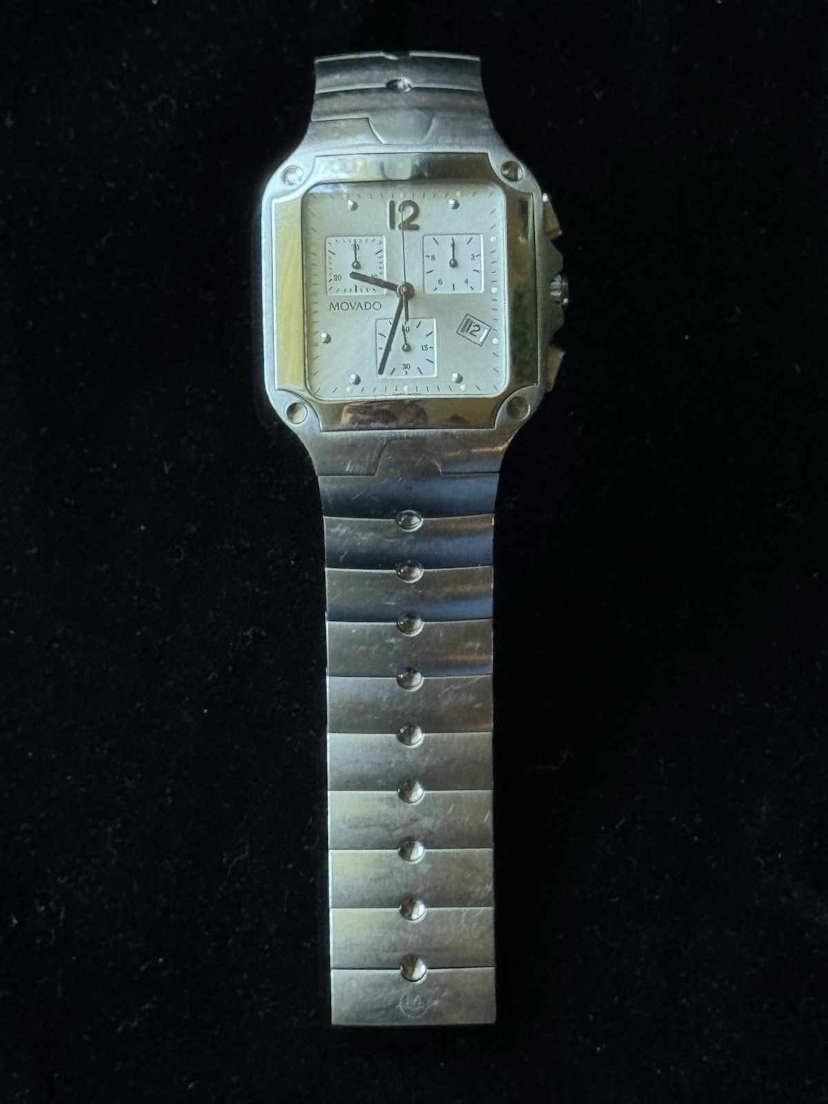 Movado Chronograph Stainless Steel Silver Dial Sapphire Crystal Bracelet Watch