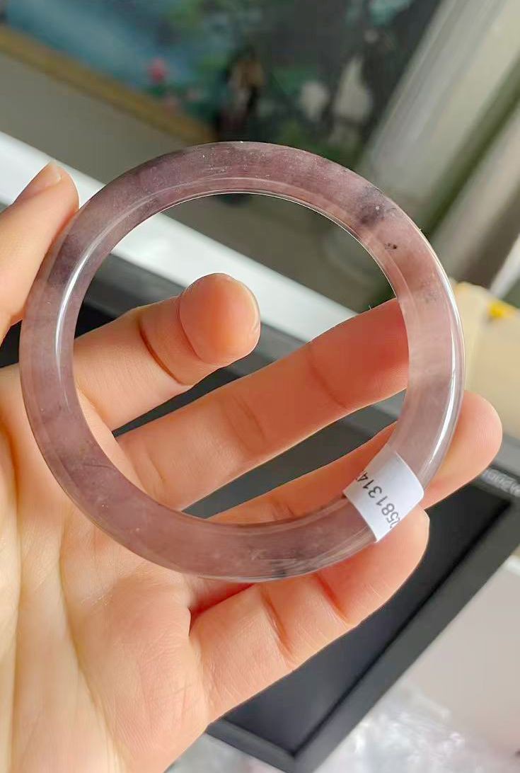 Certified Grade A purple 55-56mm Natural Burma Jade jadeite Bangle Bracelet
