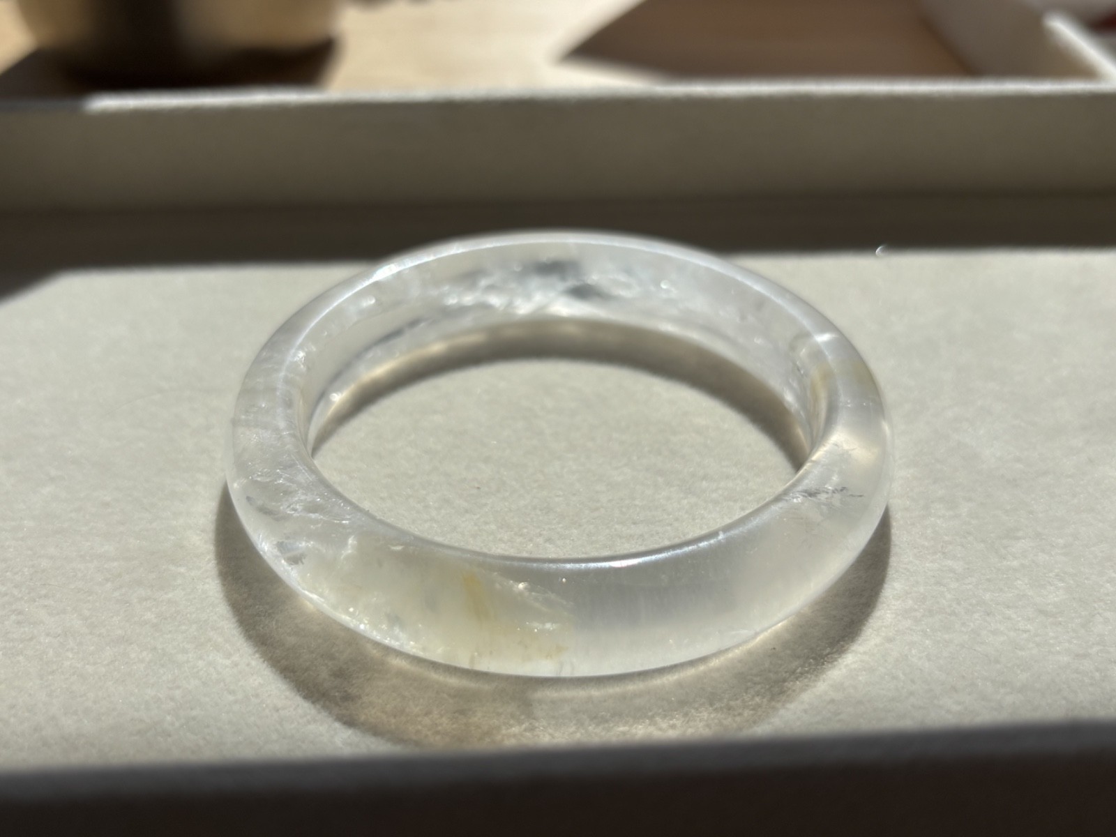 57mm Natural Clear Quartz Bangle Bracelet Pure White Crystal Untreated Gemstone