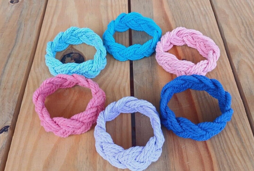 Sailor Knot Rope Bracelet Turks Head White Braided Nautical Beach Cord Bracelets