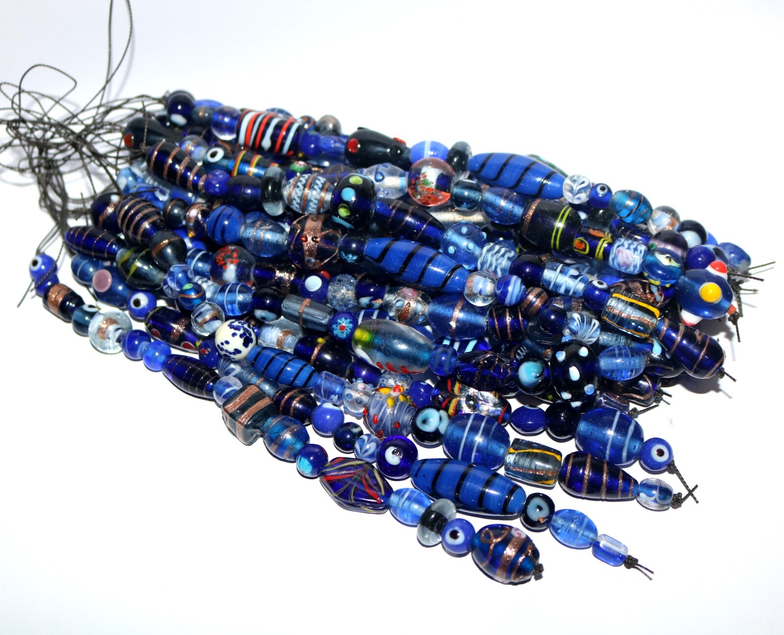 30 strands lot Lamp work Beads, 5 each in 6 color combination, Handmade Glass