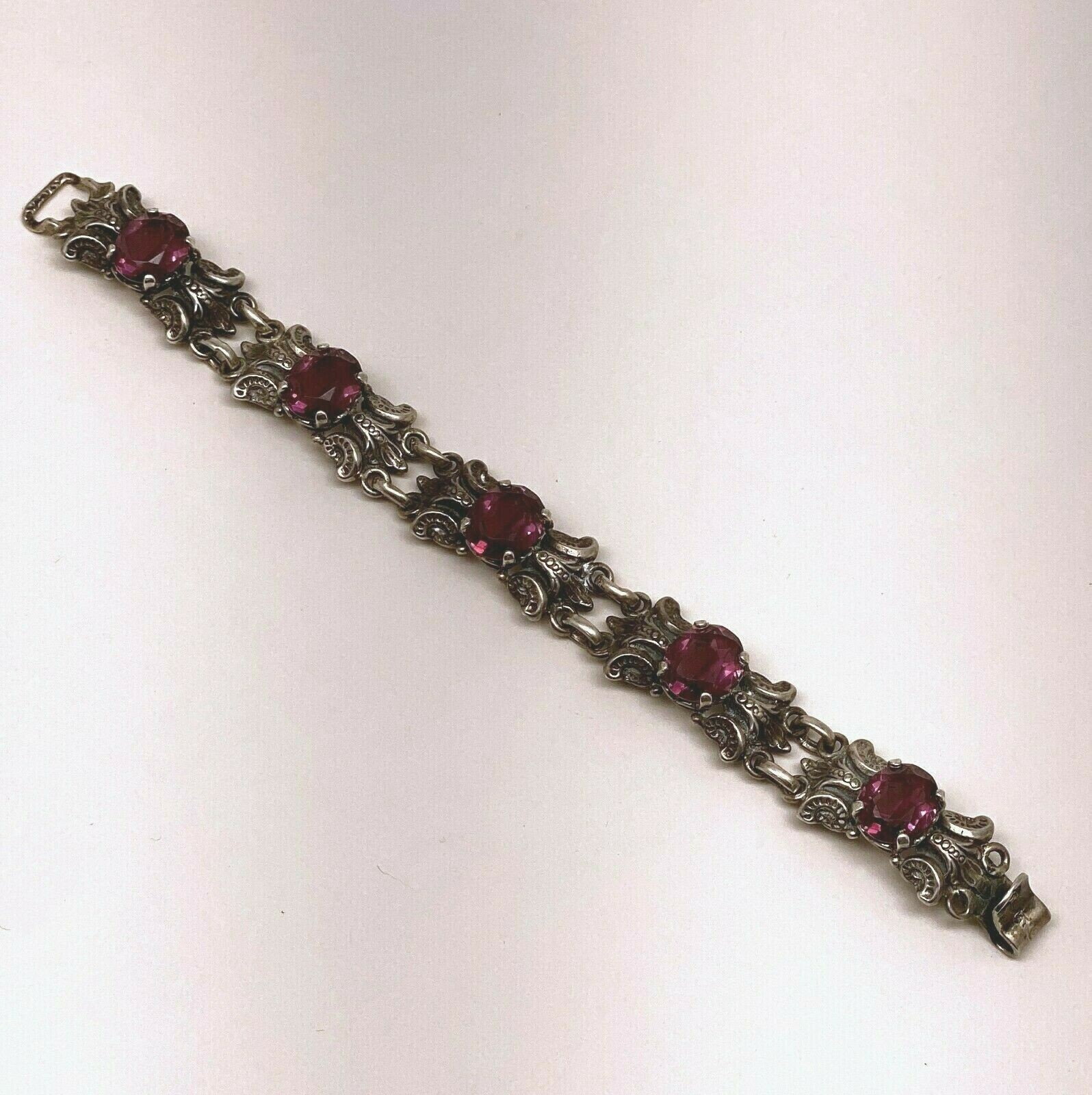 Extravagant Vintage Guglielmo Cini Sterling Silver and Amethyst Bracelet 6 3/4″