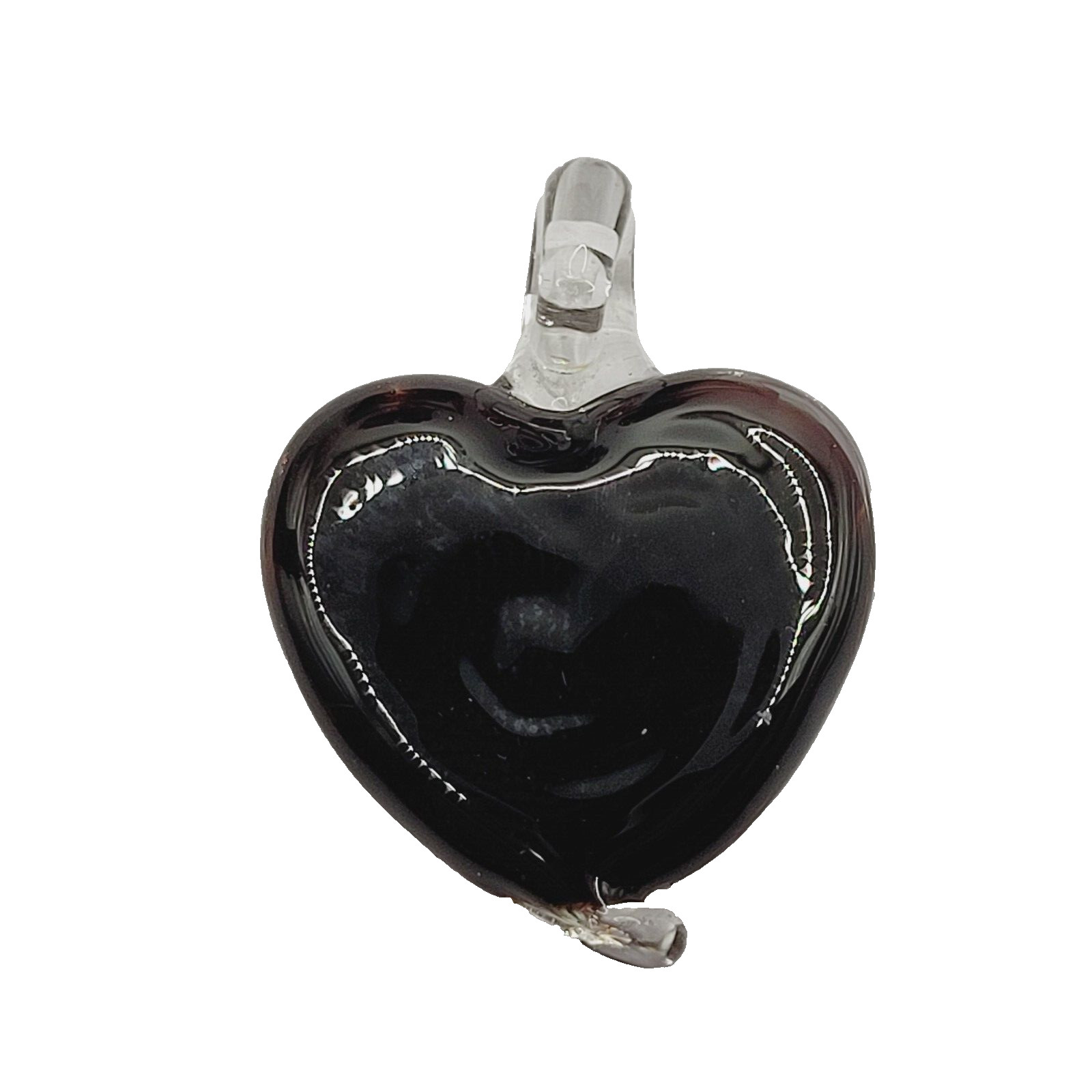 Glass Heart Dusty Rose Artisan Craft Lampwork Style Floral Foil Glitter Pendant