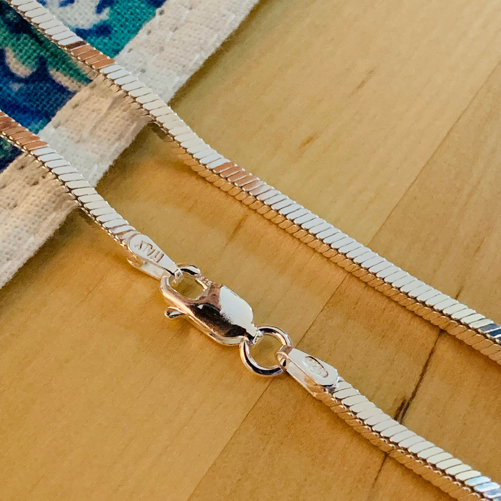 Real Solid Sterling Silver Square Diamond Cut Snake Italian Chain Necklace