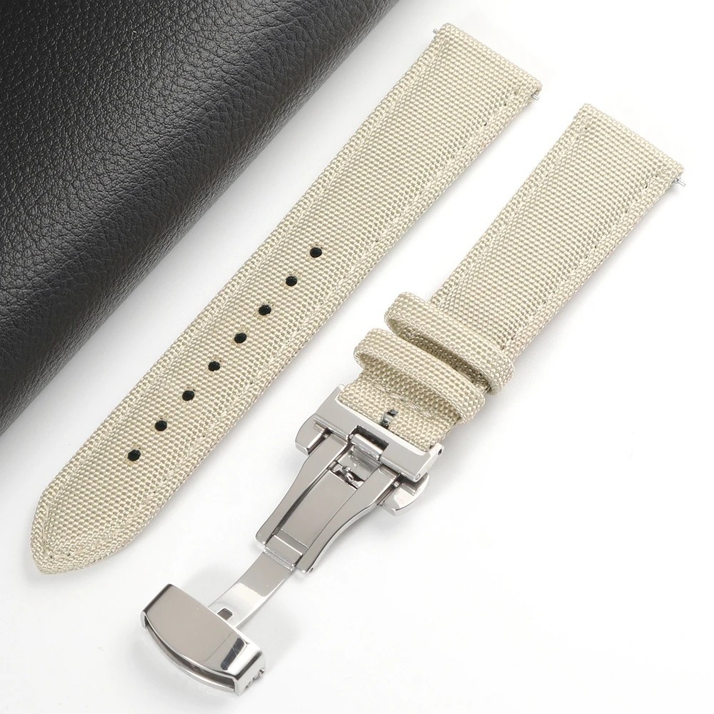 Quick Release Nylon Sailcloth Watch Strap 18mm 20mm 22mm Butterfly Buckle
