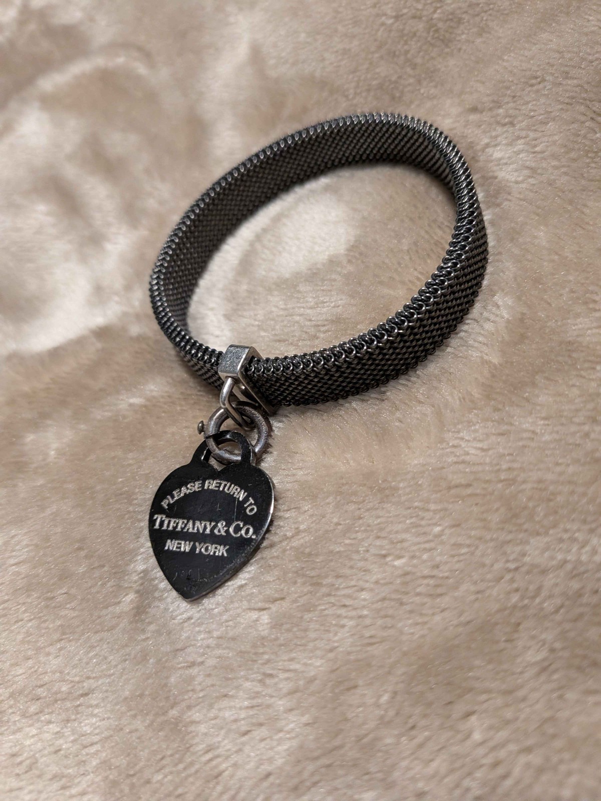Tiffany and Co Steel Mesh Bracelet w/ Return to Tiffany and Co Titanium Pendant