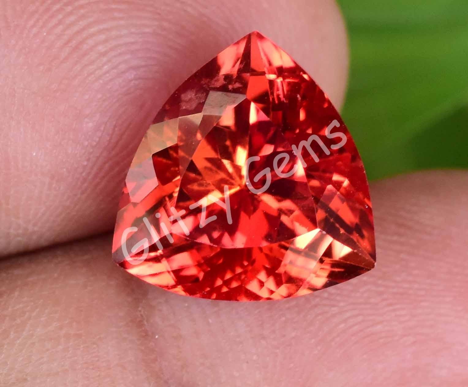 Natural Red-Orange Padparadscha Sapphire 10.40 CT Trillion Certified Gemstone