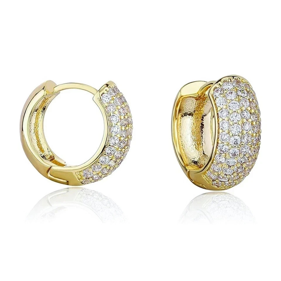 Men’s Engagement Hoop Earrings Round Cut Simulated Siamond 925 Starling Silver