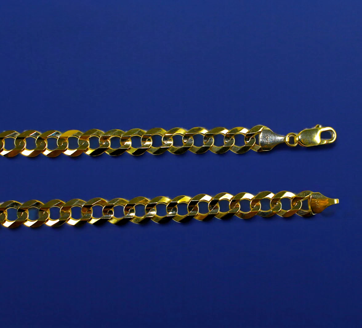10K Yellow Gold 2.5mm-14mm Solid Curb Cuban Chain Link Bracelet All Sizes Real