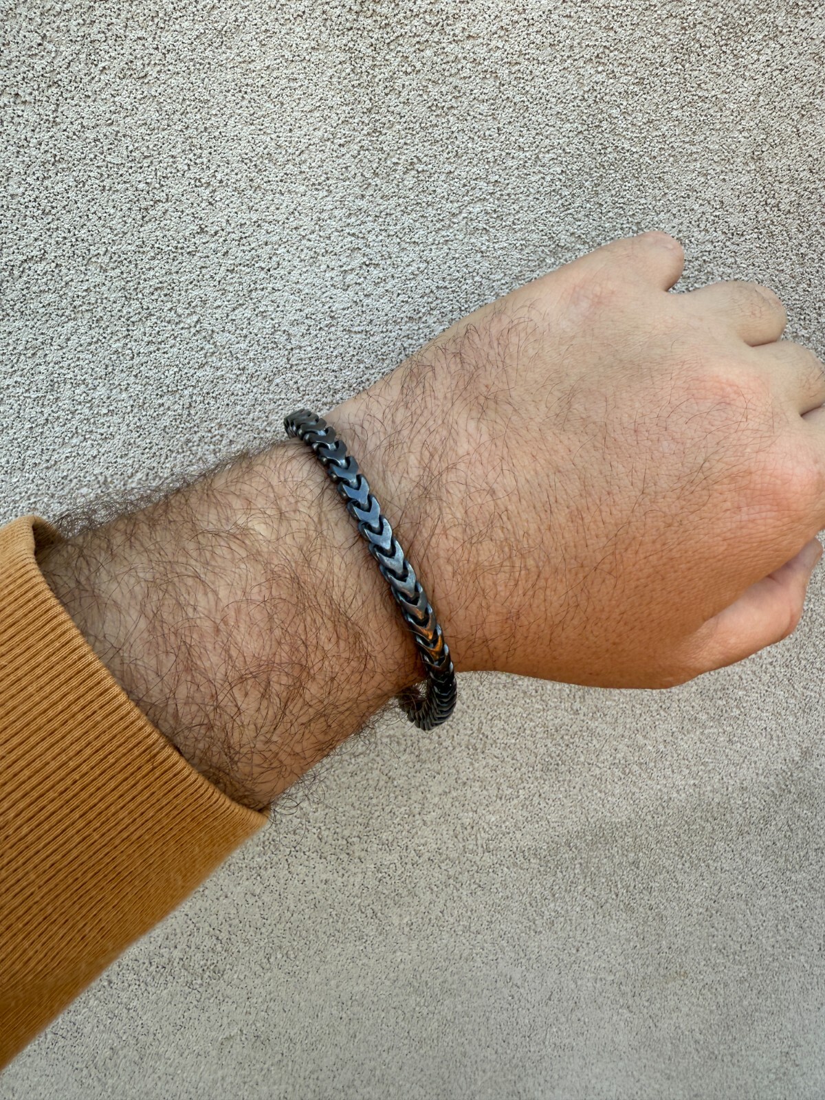 Handmade Mens Franco Bracelet Black Rhodium Over Real 925 Silver Box Lock 6mm