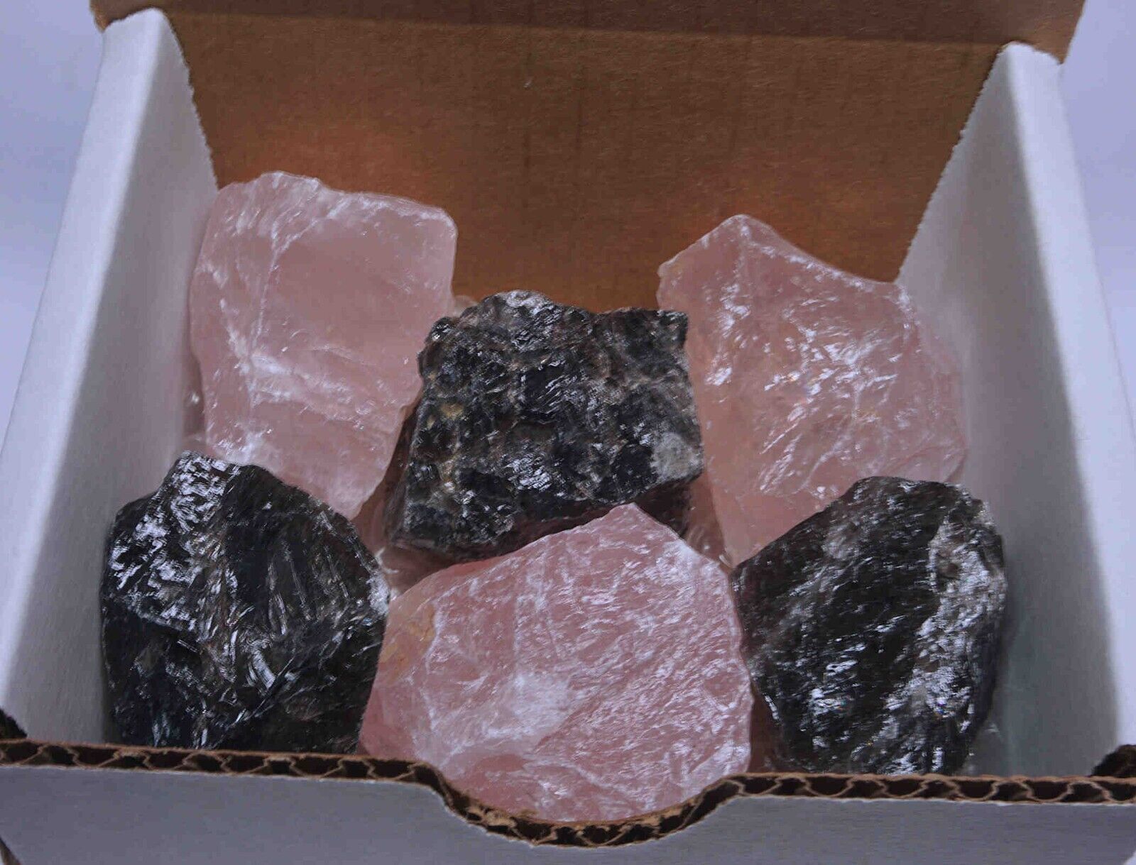 Rose Quartz & Smoky Quartz 10 OZ Box Natural Pink & Brown Crystal Gemstones