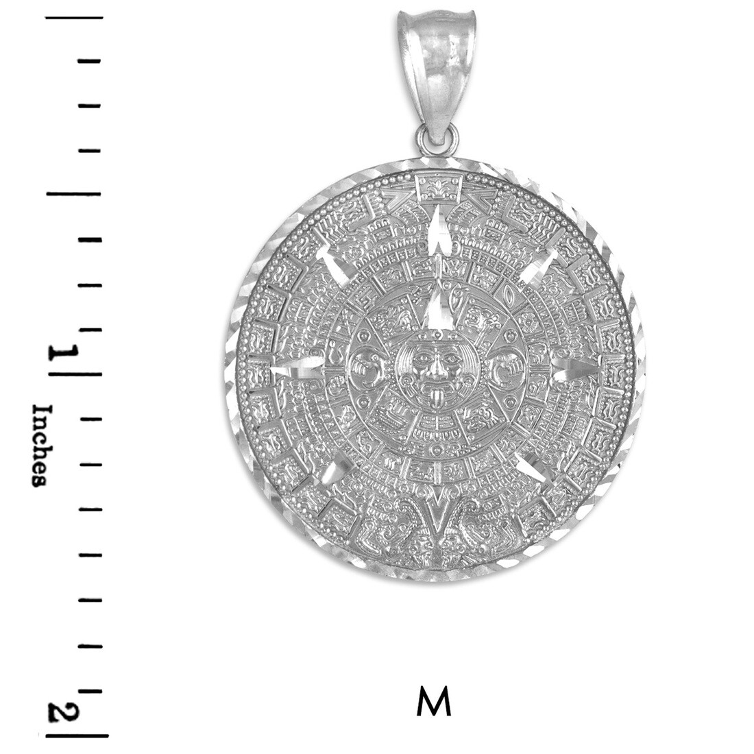 Sterling Silver Aztec Mayan Sun Calendar Pendant (S/M/L)