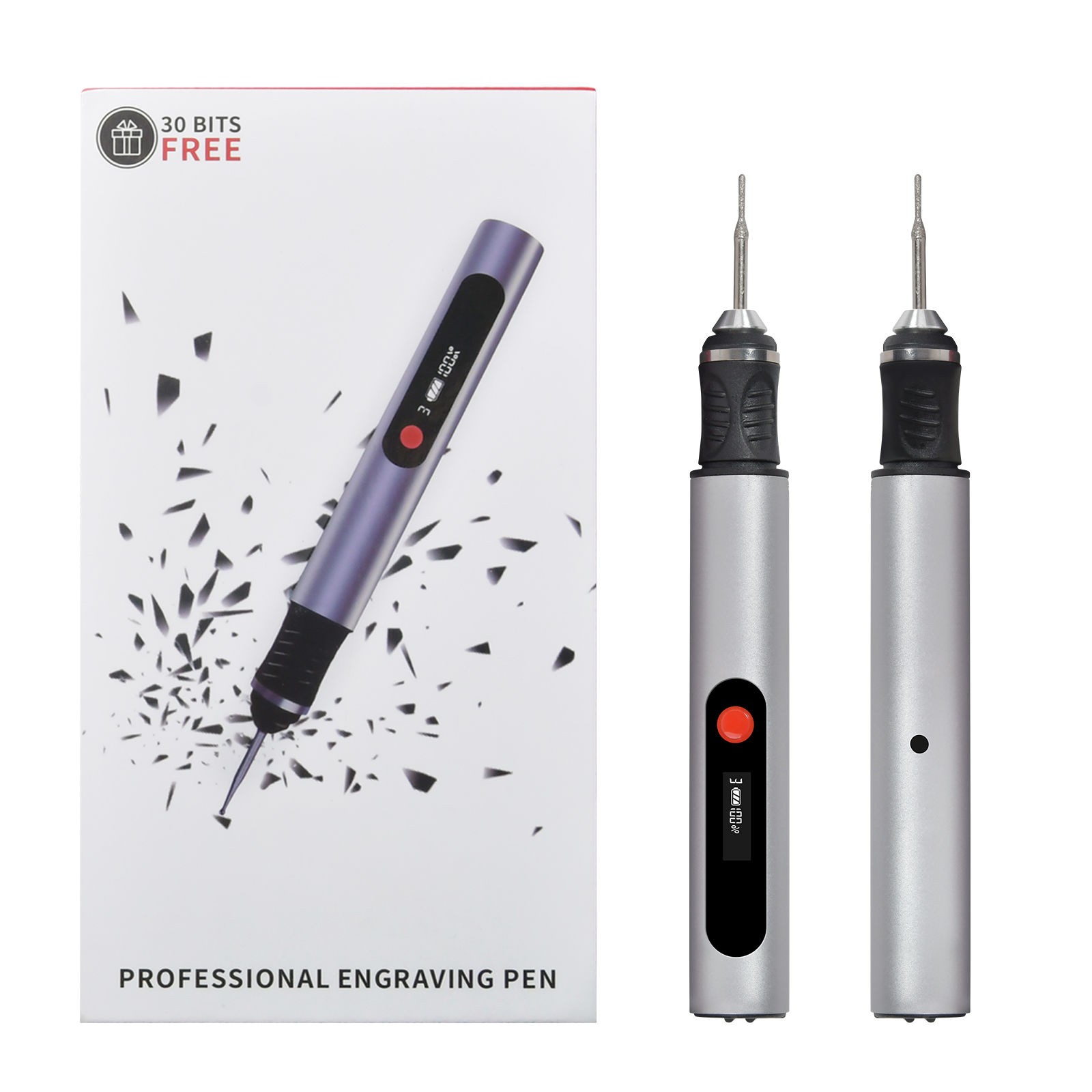 USB Rechargeable Engraving Pen with 30x Bits Mini Electric DIY Engraver Cordless