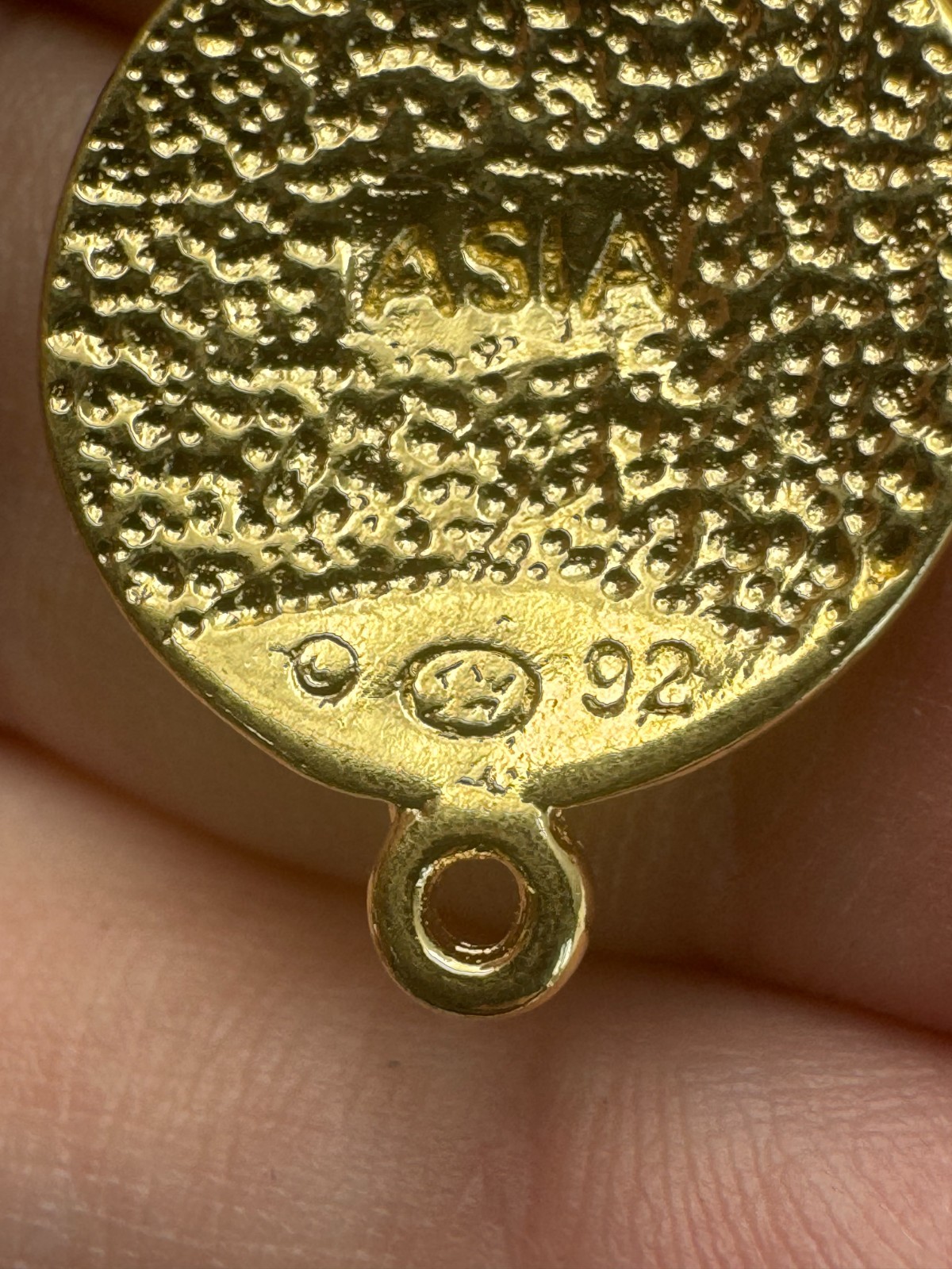 Asia Continent Map Bracelet Pendant Black Textured Gold Inlay Connector Charm