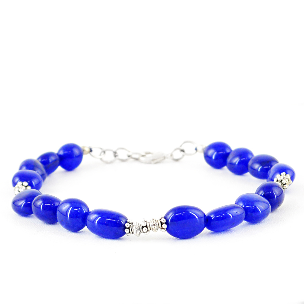 Earth Mined Blue Sapphire 103.50 Cts Oval Shape Beads Bracelet – Best Offer
