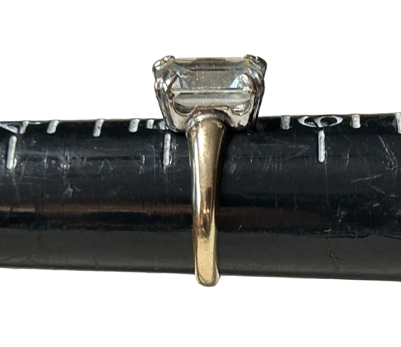 Uncas 14K Gold Filled Simulated White Spinel Solitaire Engagement Ring Size 5.25