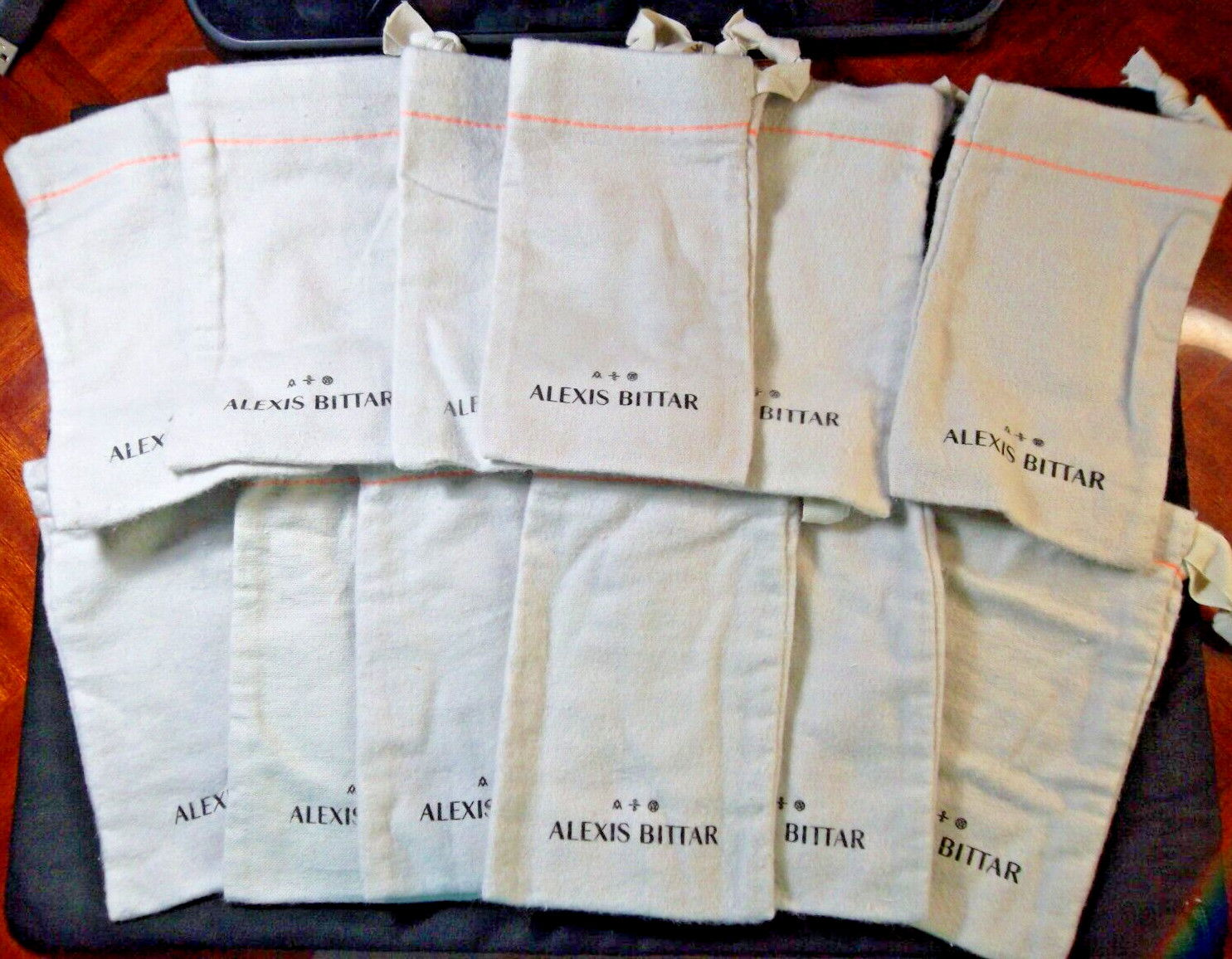 Lot of 12 Soft ALEXIS BITTAR Small Jewelry Pouch Drawstring Dust Bag 6″x3.5”