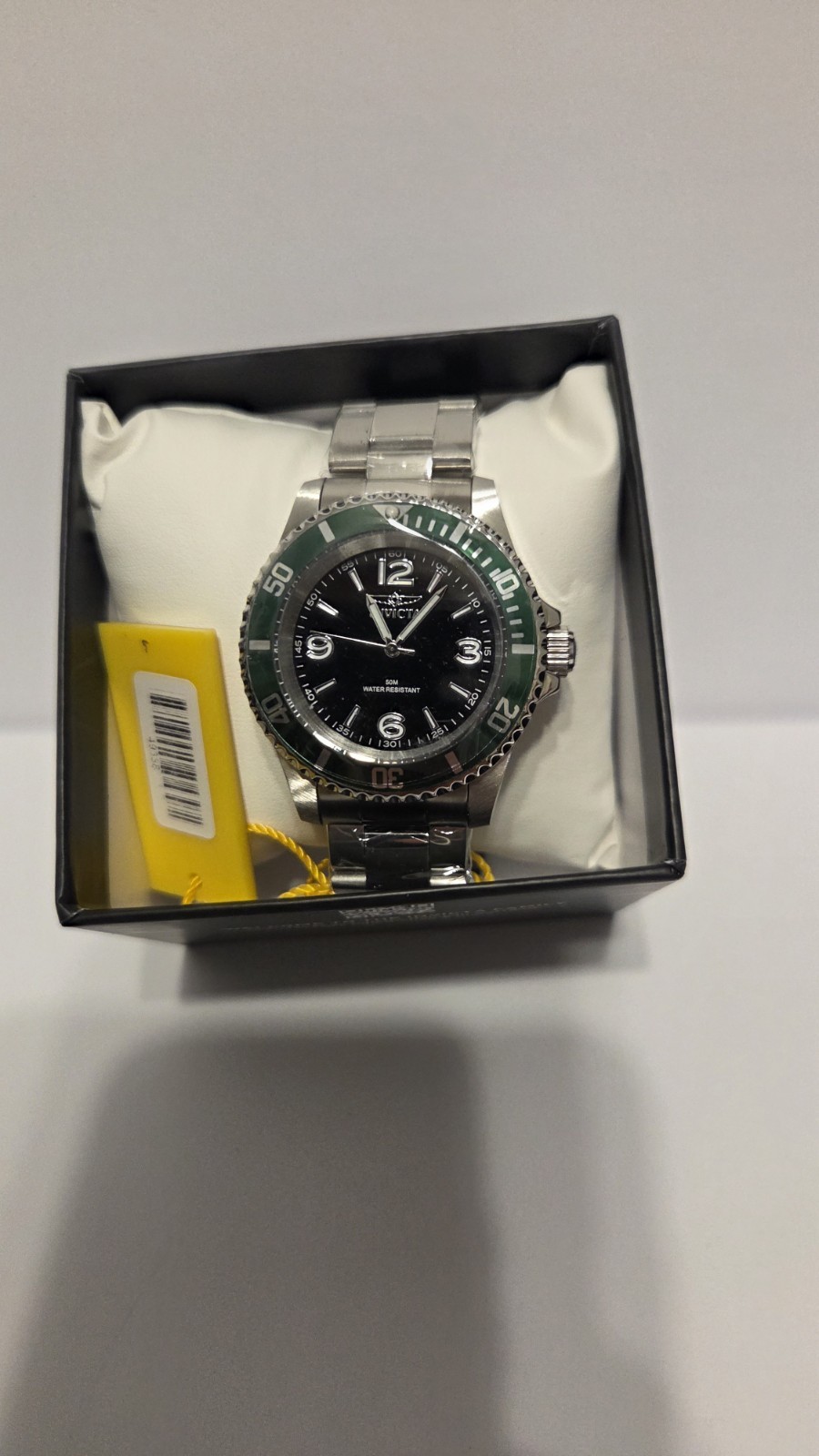Invicta Specialty Rowan Men’s Watch 40mm Black Dial Green Bezel Steel 49338 New