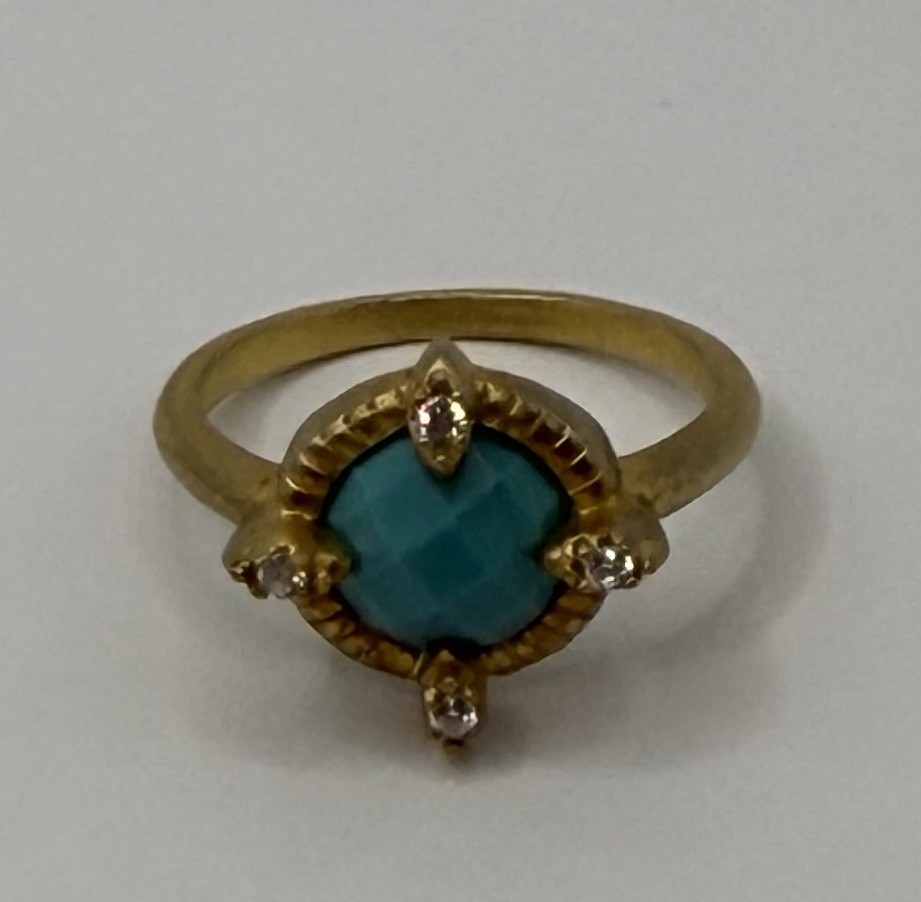 Freida Rothman Amazonian Allure Turquoise Single Stone Cocktail Ring Size 7