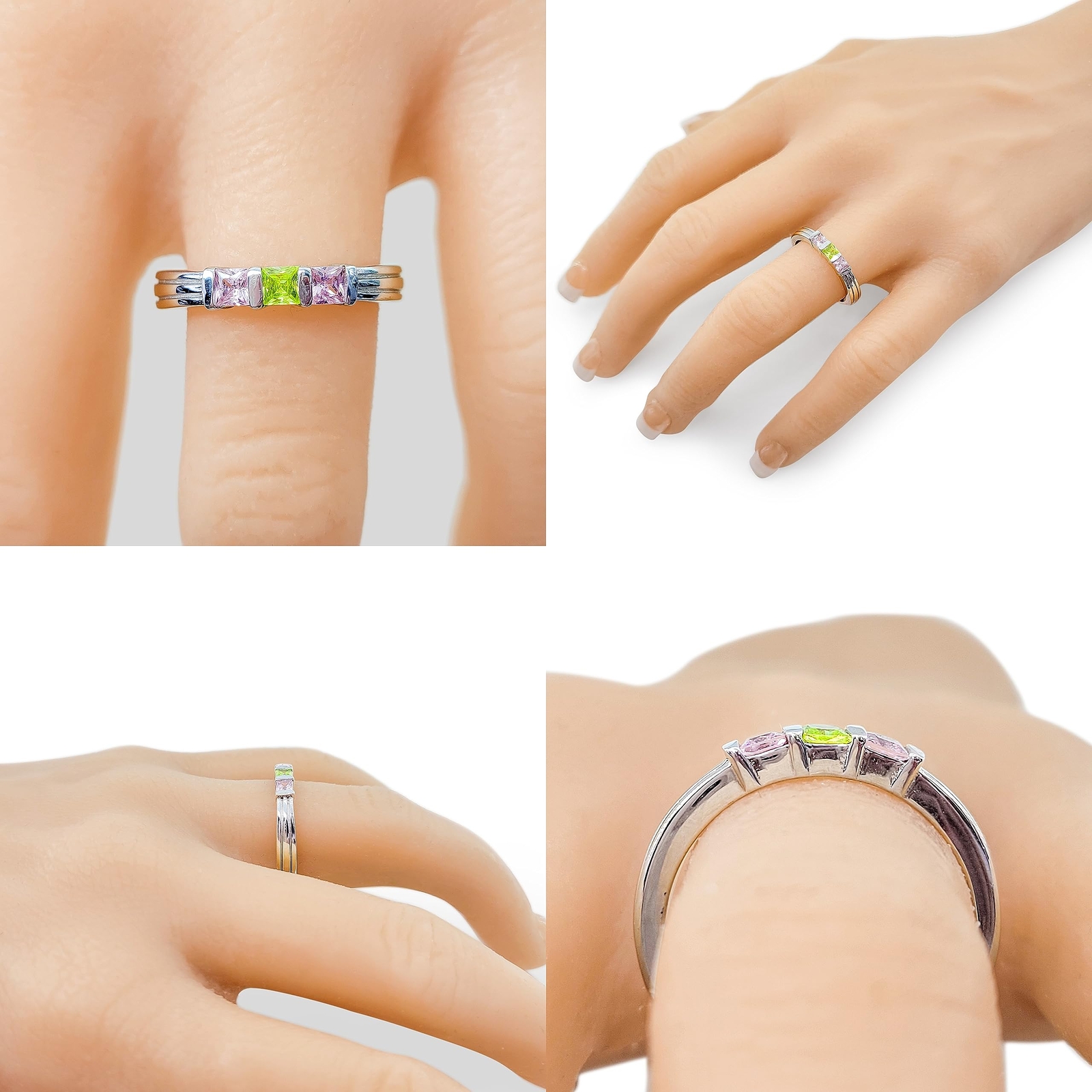 NANA Princess Mothers Ring with 1 to 6 Simulated Birthstones in Silver or 10k