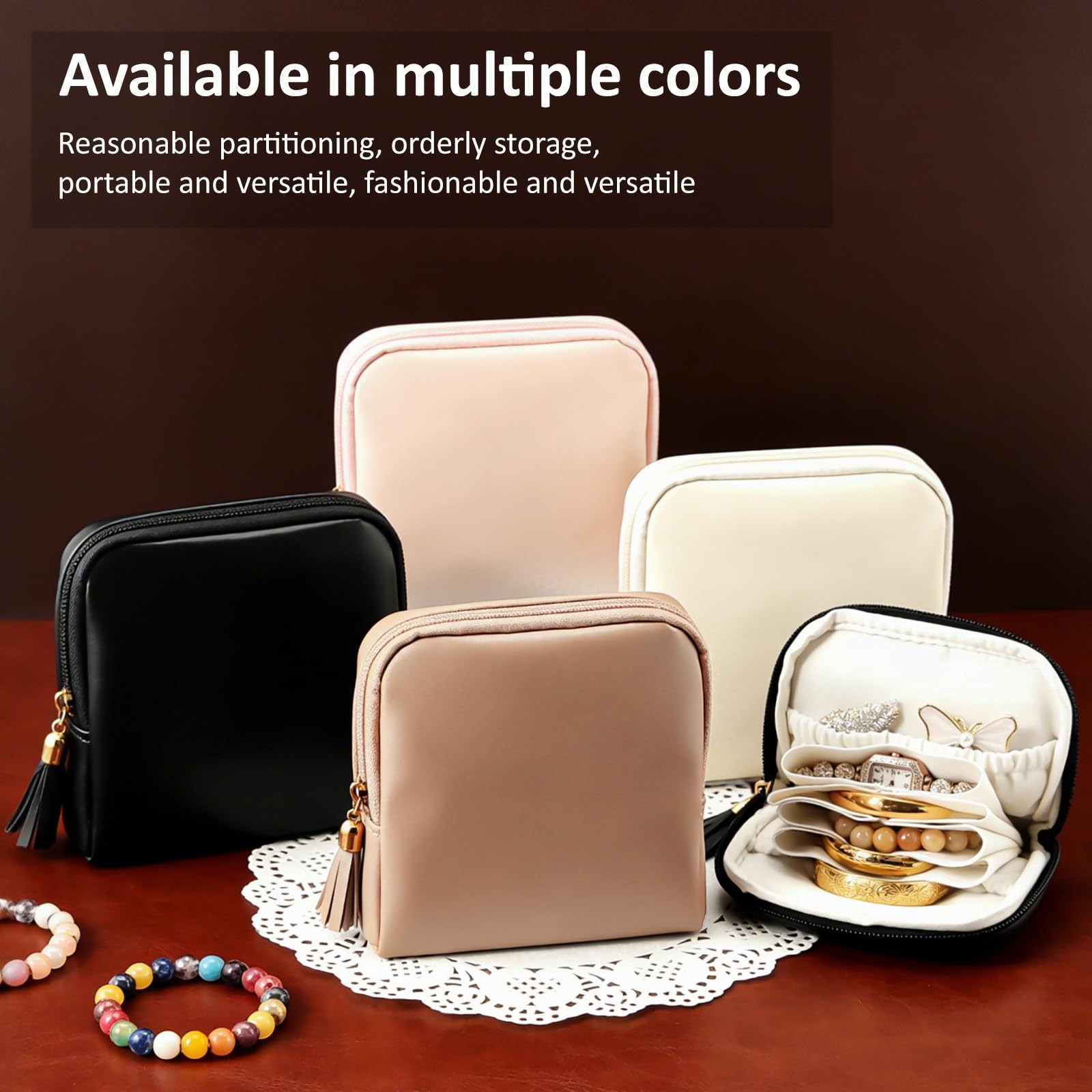 Mini Travel Jewelry Bag, Small Travel Jewelry Case with Zipper, Portable Velv…