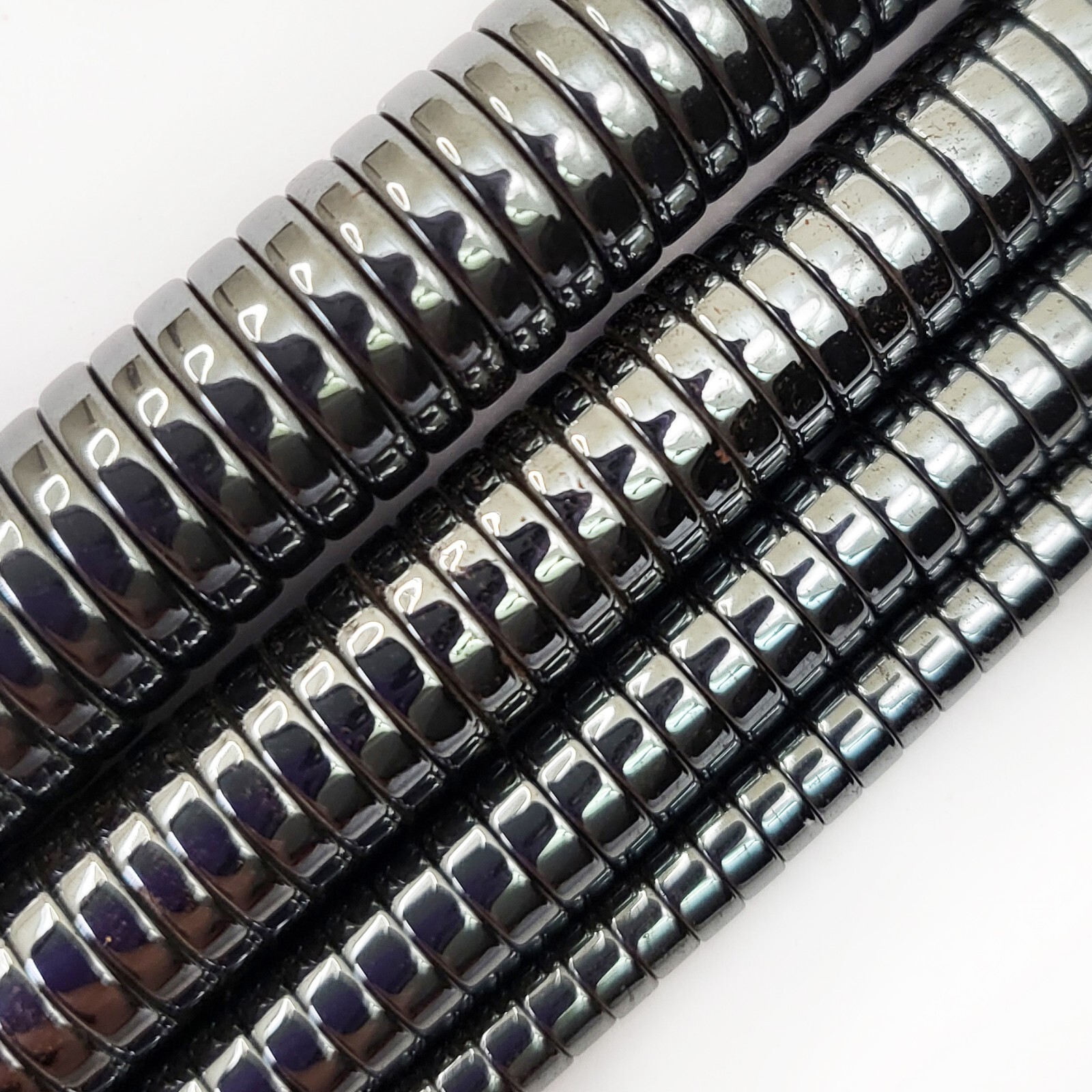 Shiny Jet Black Hematite Heishi Loose Bead 15″ strand 4mm 6mm 8mm 10mm Beading