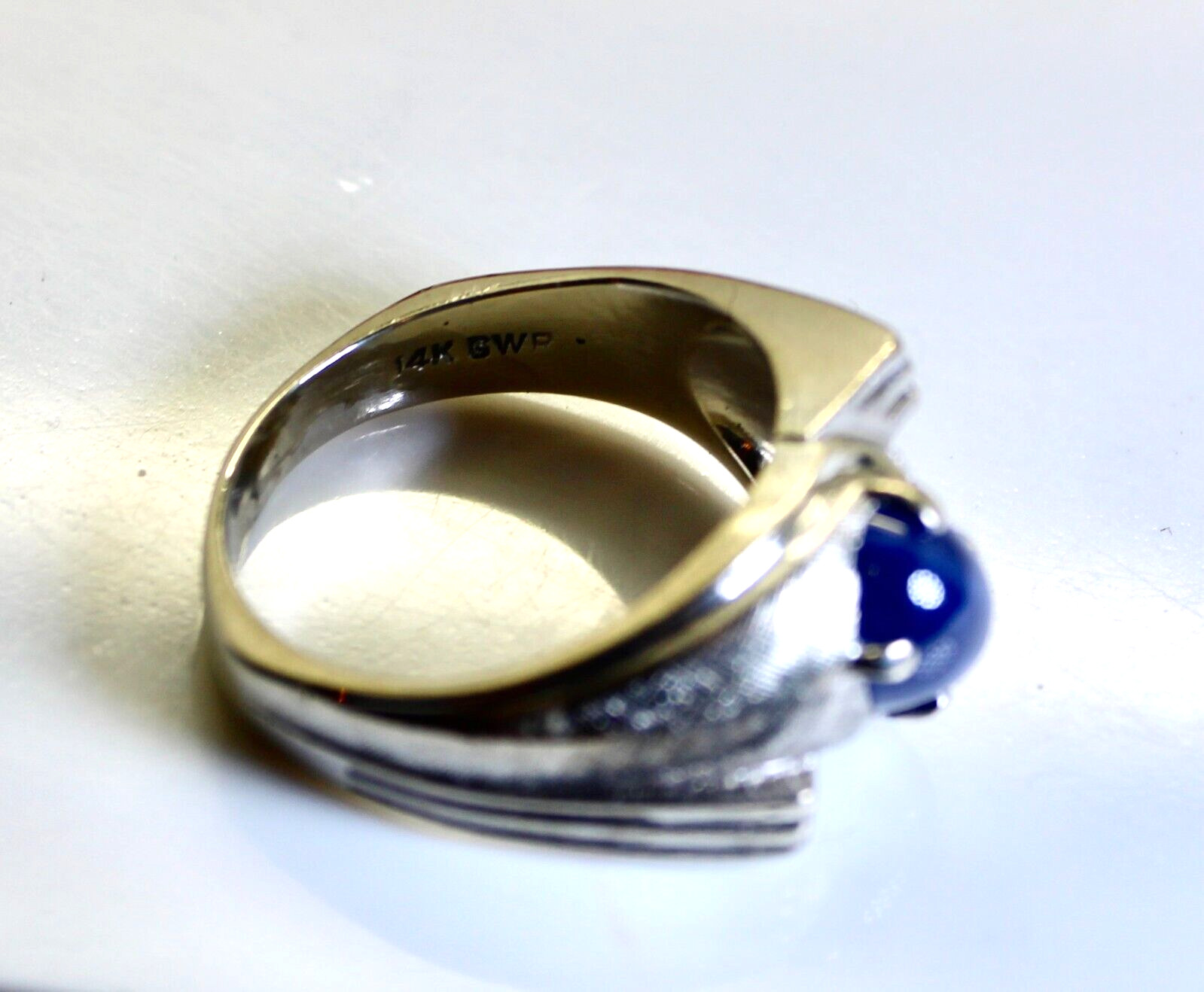 Heavy Vintage Men’s 14K White Gold 1.5 Ct Star Sapphire Ring, Size 8.75, 8.4Gram
