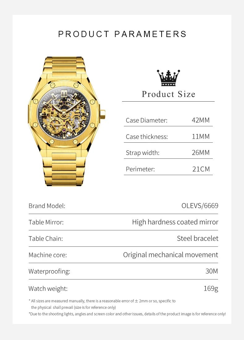 Automatic Mechanical Waterproof Watch Men Luxury OLEVS Skeleton Dial Men’s Strap
