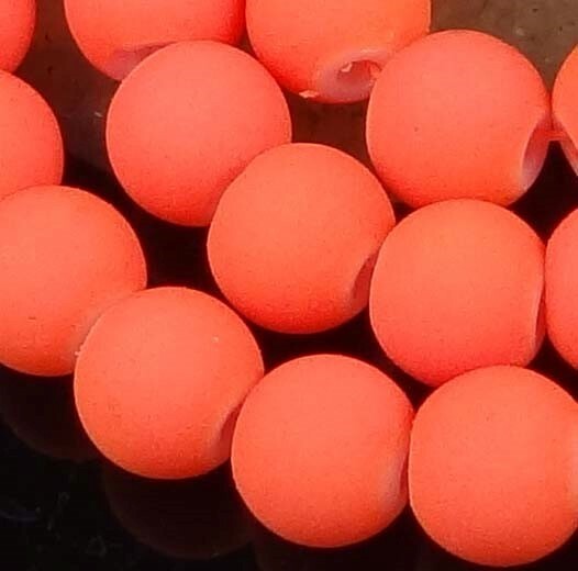 8mm Matte Frosted Neon Rubberized Glass Round Beads – Orange 14″ (50pcs)