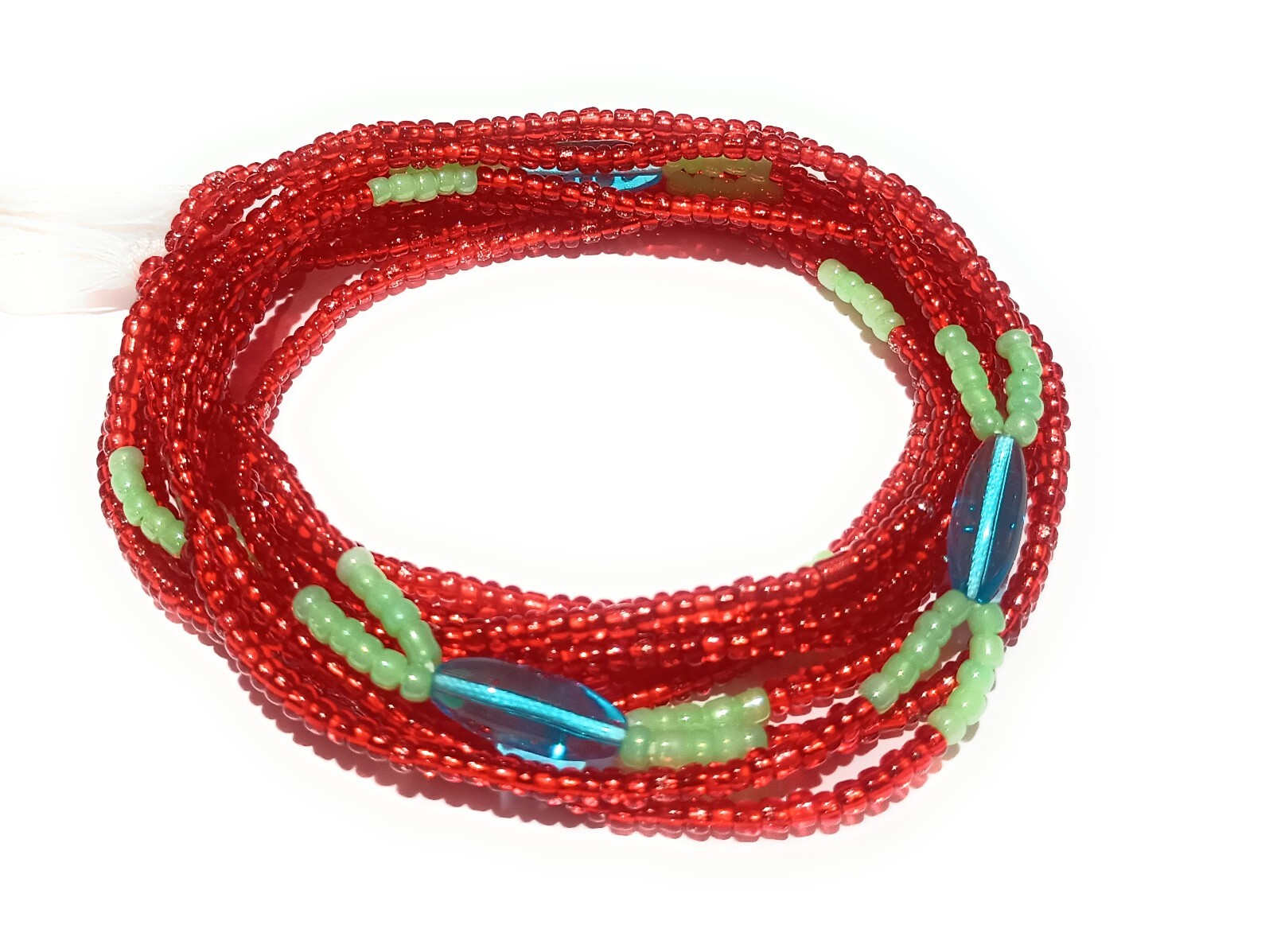 2-in-1 Waist Bead Set, Tie-on 42-Inch Cotton String Beads, Glass Belly Beads