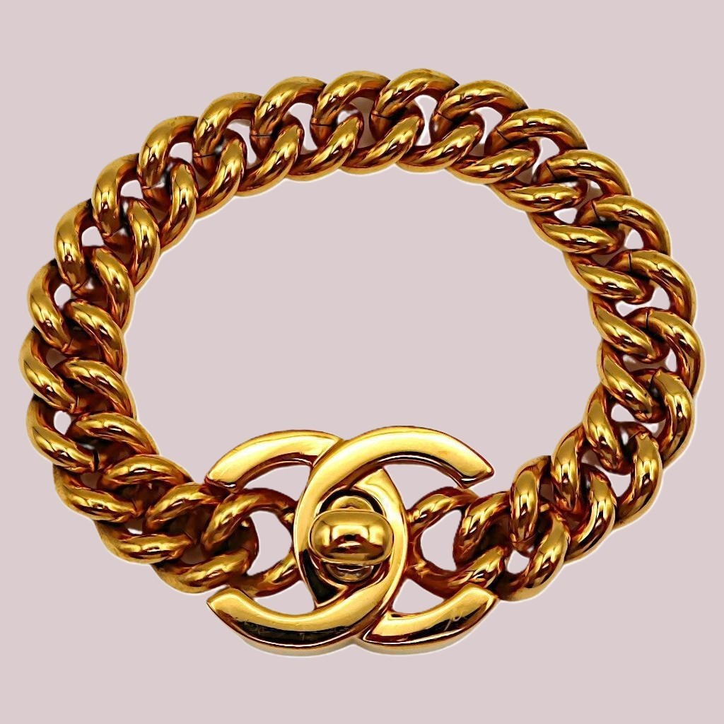 Chanel Coco Mark 1996 A Collection Turn-Lock Bracelet 7.5 inches
