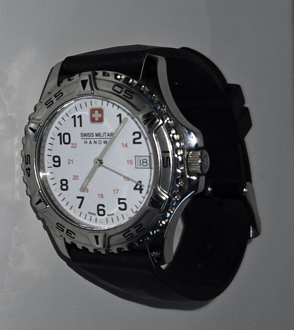 Swiss Made Swiss Military HANOWA Watch. Works! New Battery Stainless Steel 10ATM