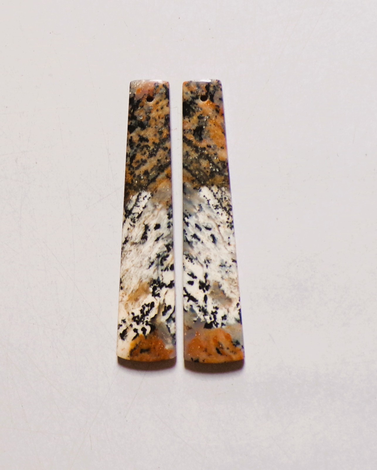 40.55 Cts Natural Honey Dendrite Drilled Cabochon Pair Gemstone 53X12MM 109