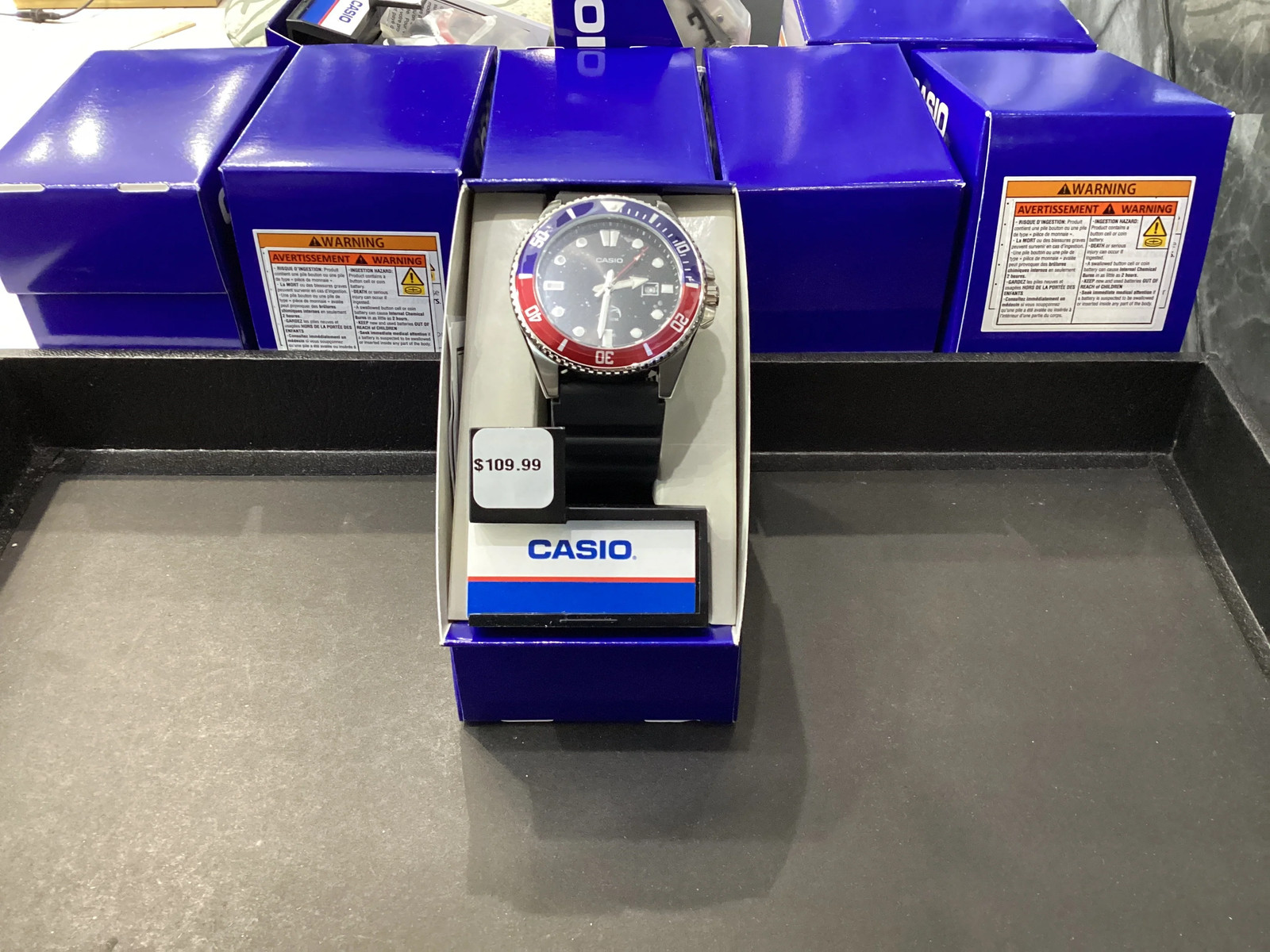 Silver red and blue casio watch MDV-106B-1A2VCF