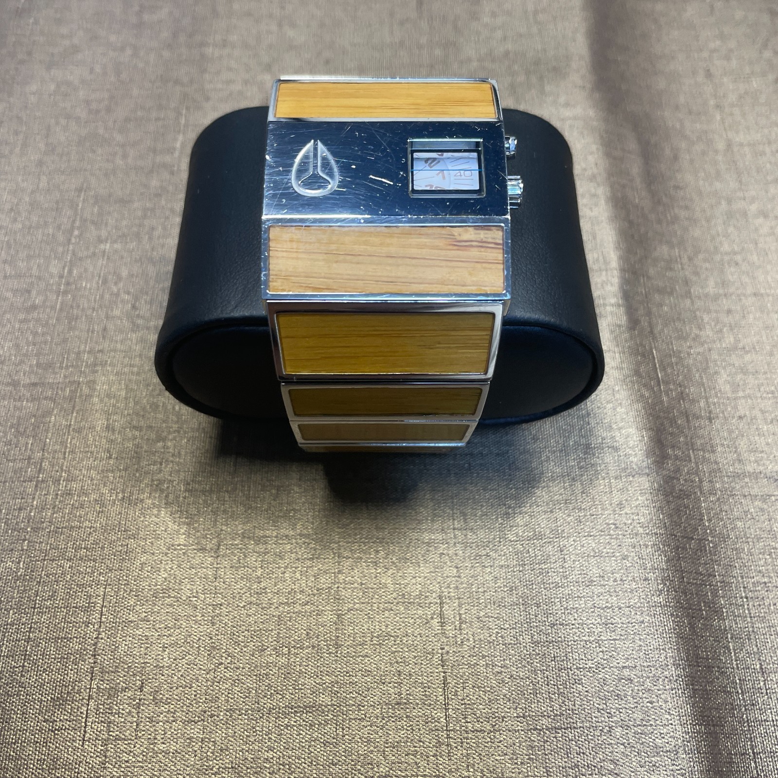 Nixon The Rotolog Direct Time Bamboo Wood Grain Surf Analog Mens Watch RUNS h121