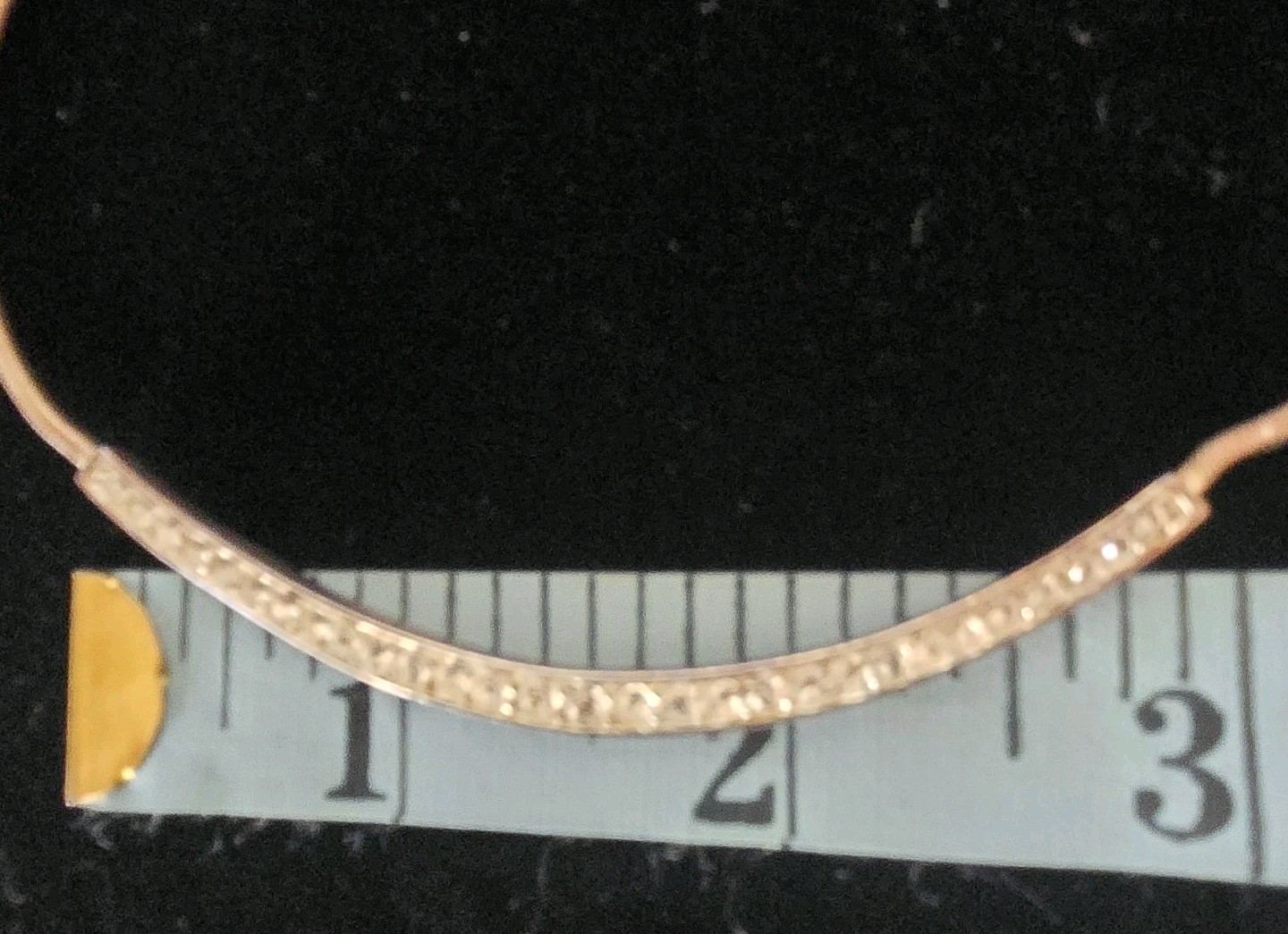 Vintage Necklace Curved 3″ Bar Small Pavé-set Stones on Rope Chain • Silver Tone
