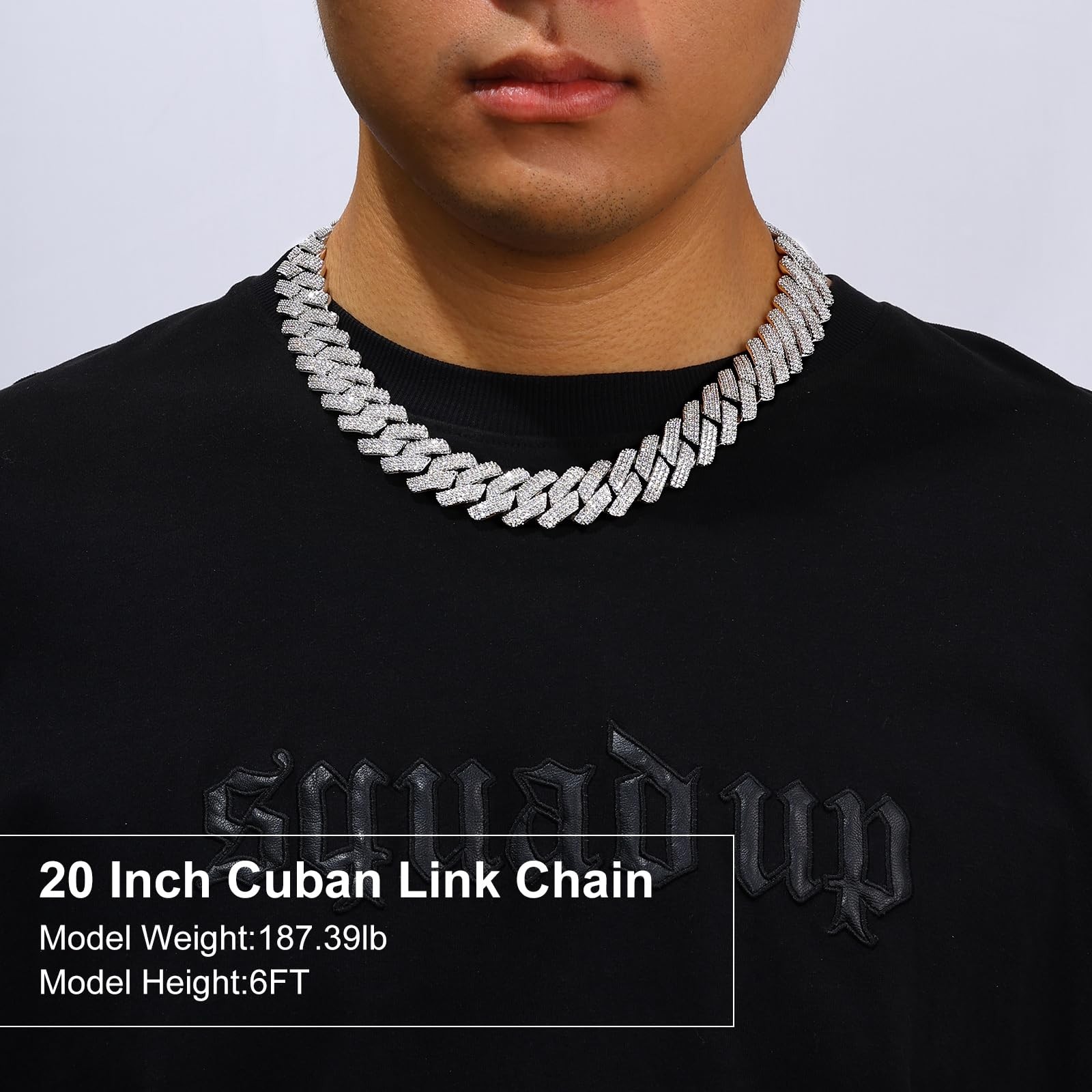 Ucciyo 20MM Cuban Link Chain for Men Iced Out Chain 18K Gold Plated 5A+ Zicron