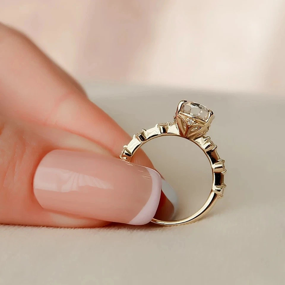 3.15 CT Oval IGI F-VS1 Lab Grown Diamond Women Wedding Gift Ring 14K Yellow Gold