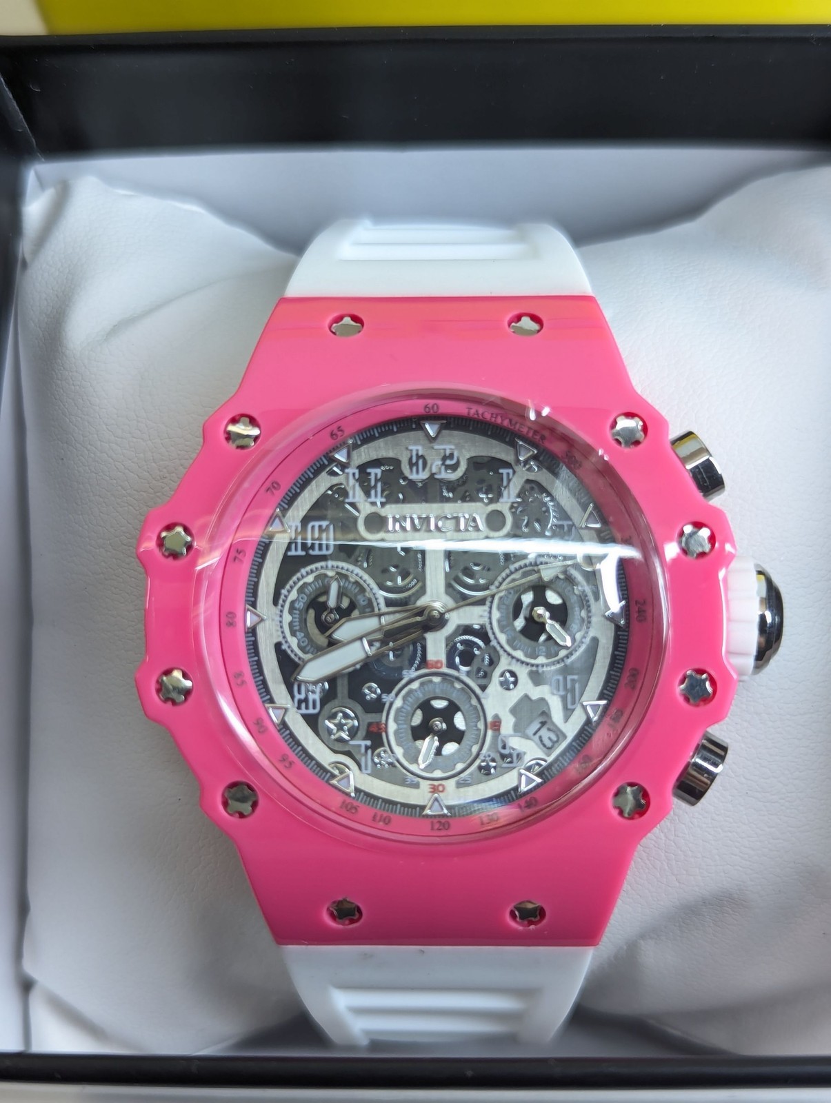 Invicta Racing Valyron Unisex Watch 41mm Pink Skeletonized Chronograph