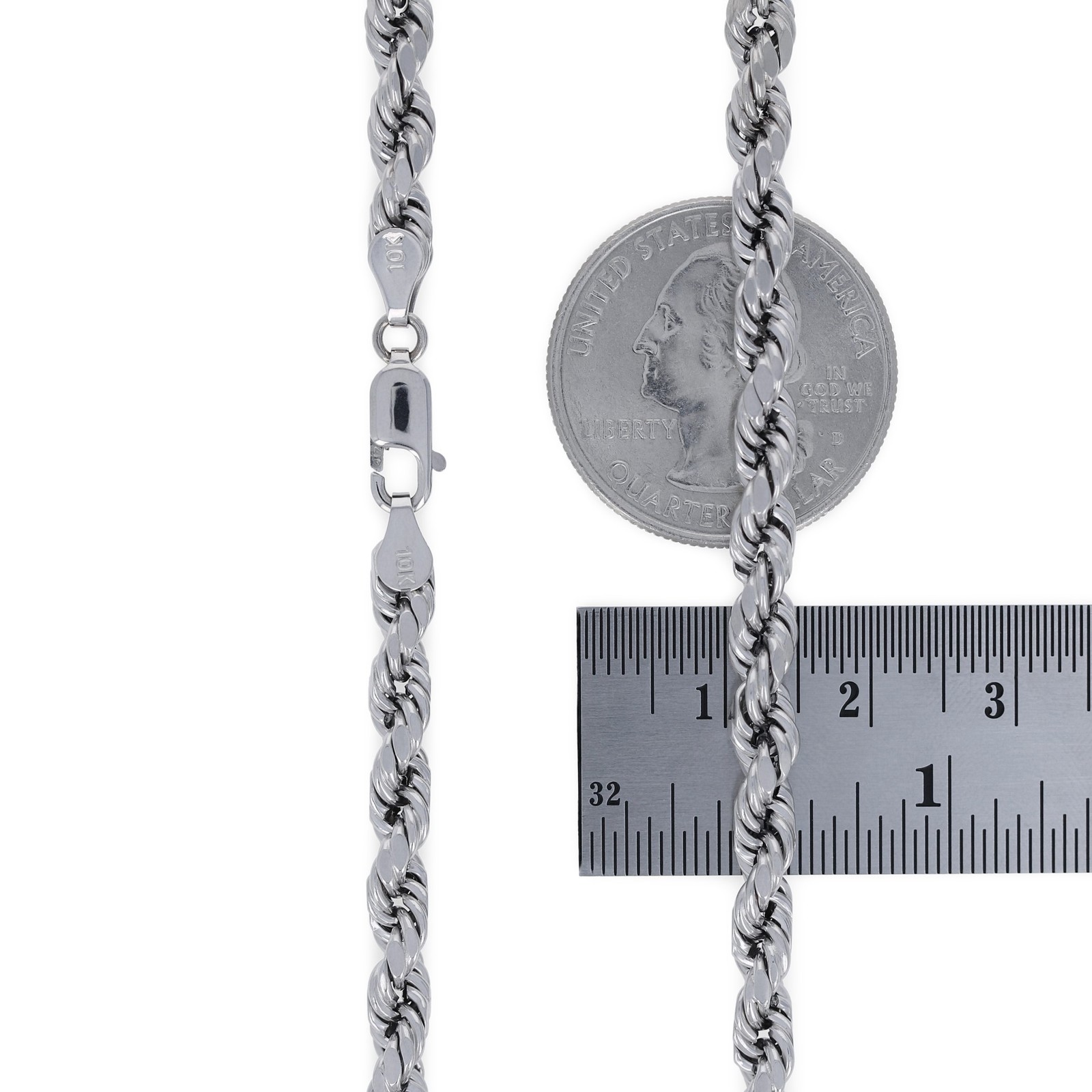 10K White Gold 5mm Diamond Cut Rope Bracelet Mens Womens 7″ 7.5″ 8″ 8.5″ 9″