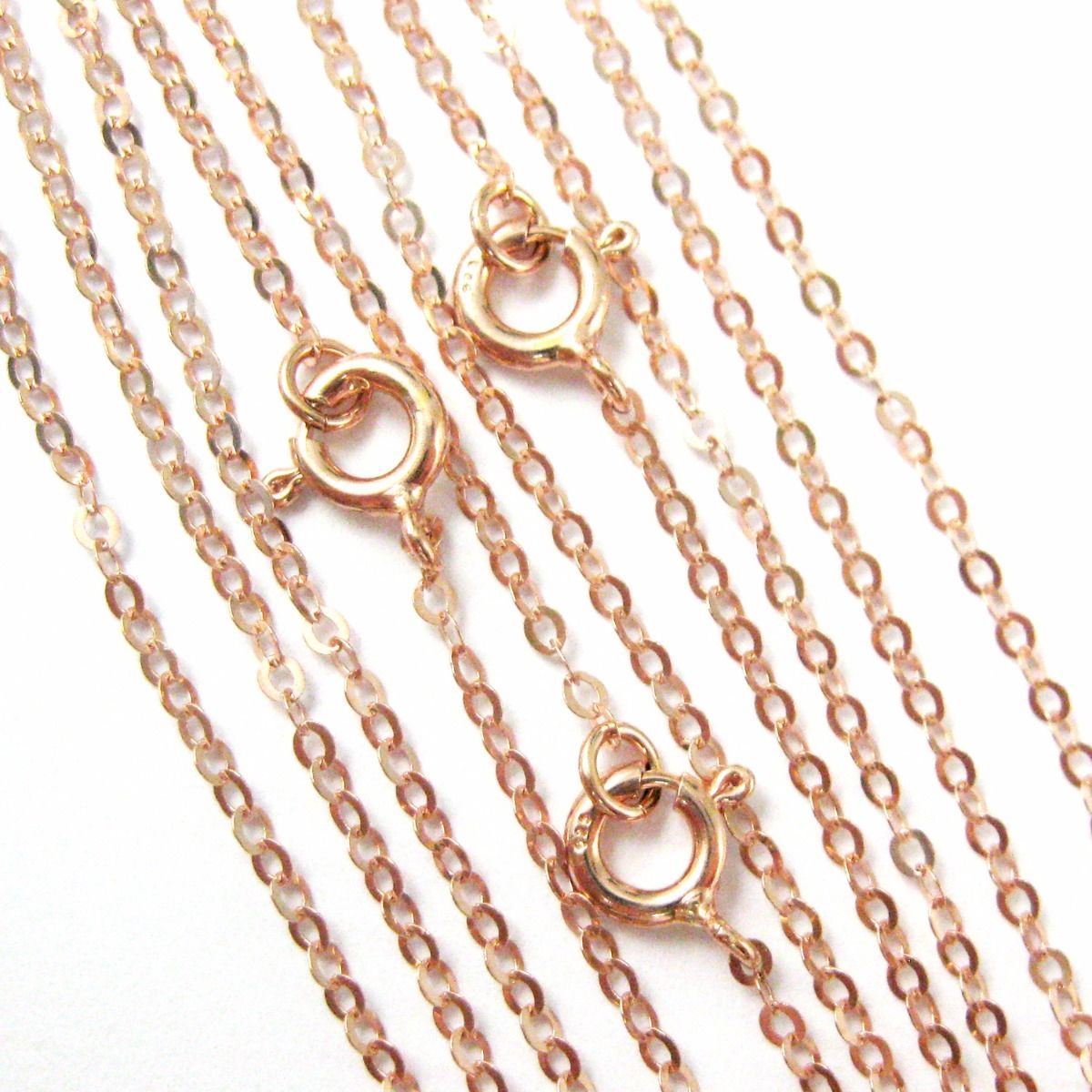 Rose Gold plated Sterling Silver Necklace Chain 2mm Flat Cable Link (All Sizes)